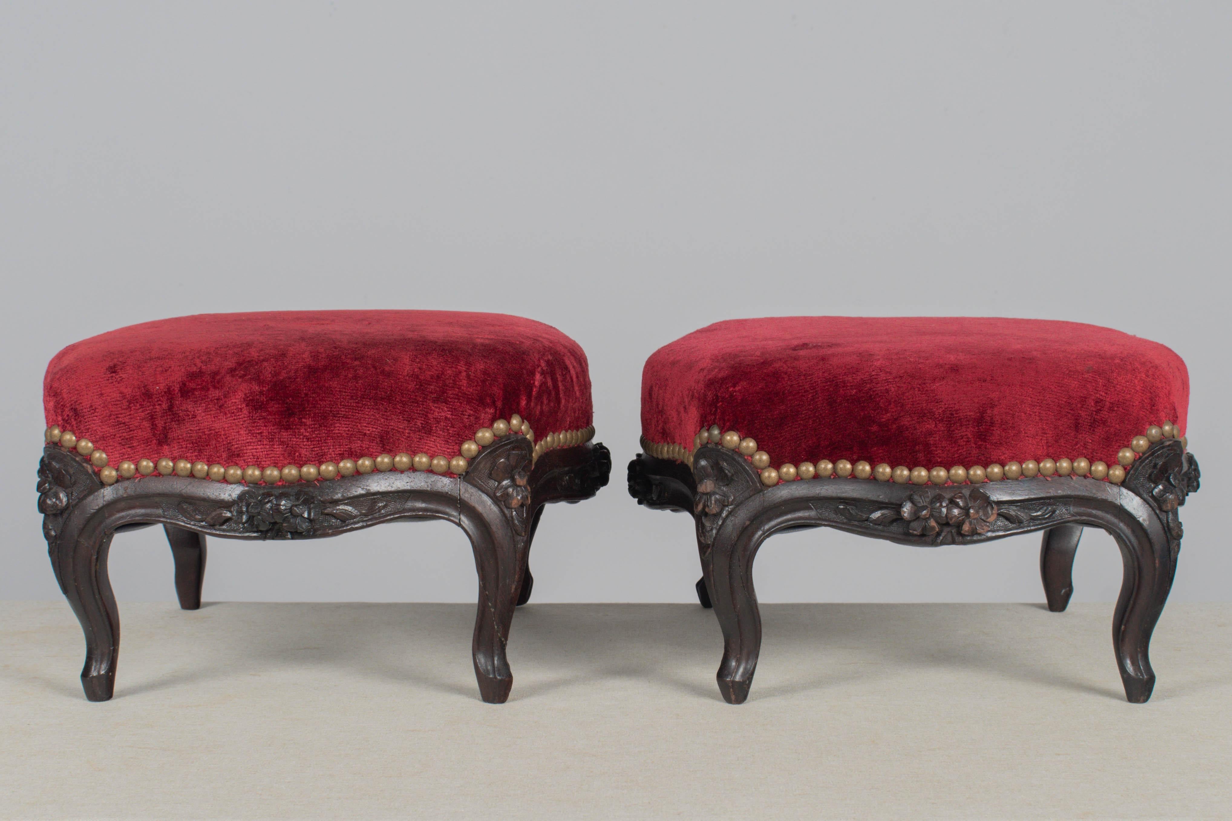 Pair of French Louis XV Style Foot Stools 3
