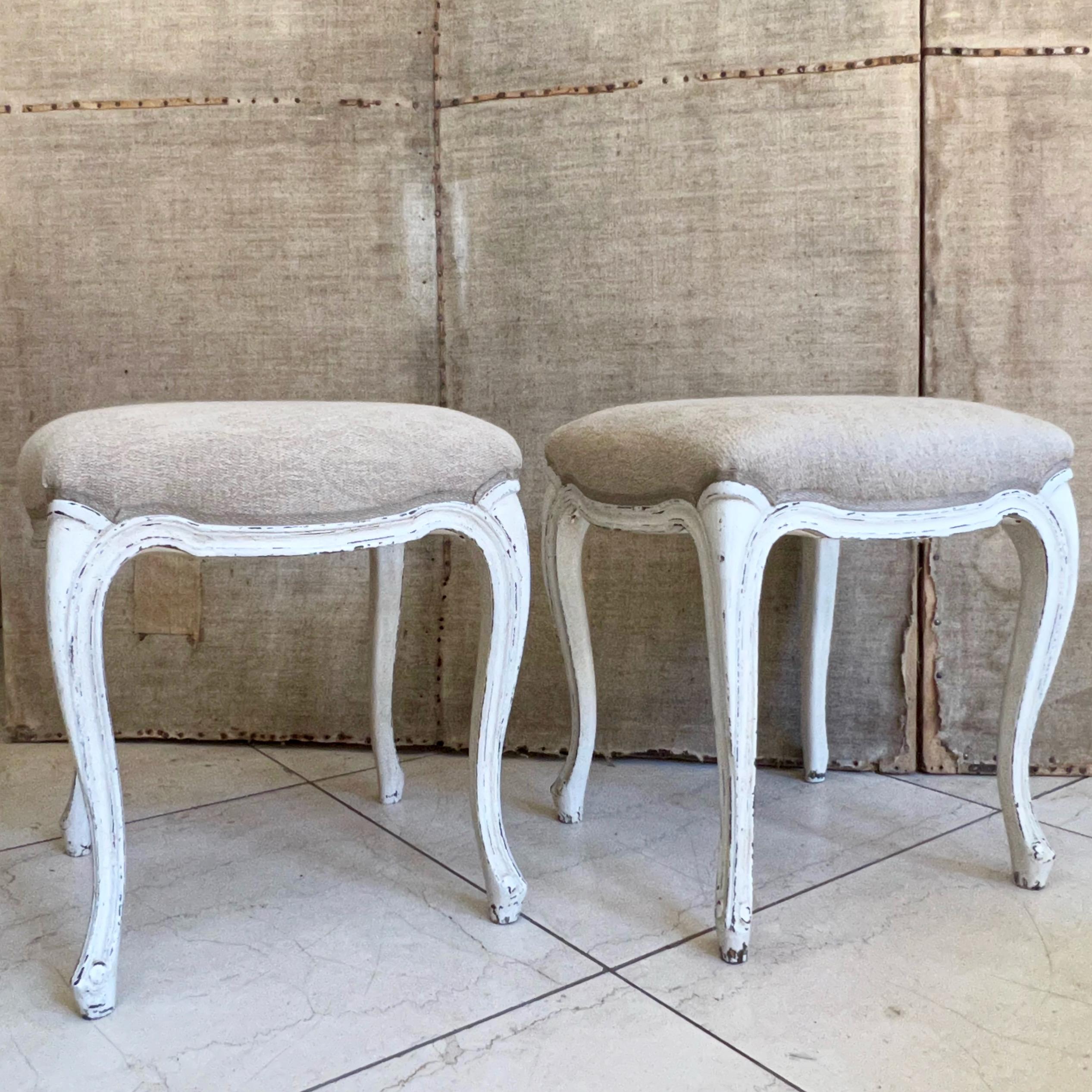 20th Century Pair of French Louis XV Style Footstools/Tabourets