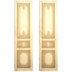 Pair of French Louis XV Style Gilt and White Painted Doors