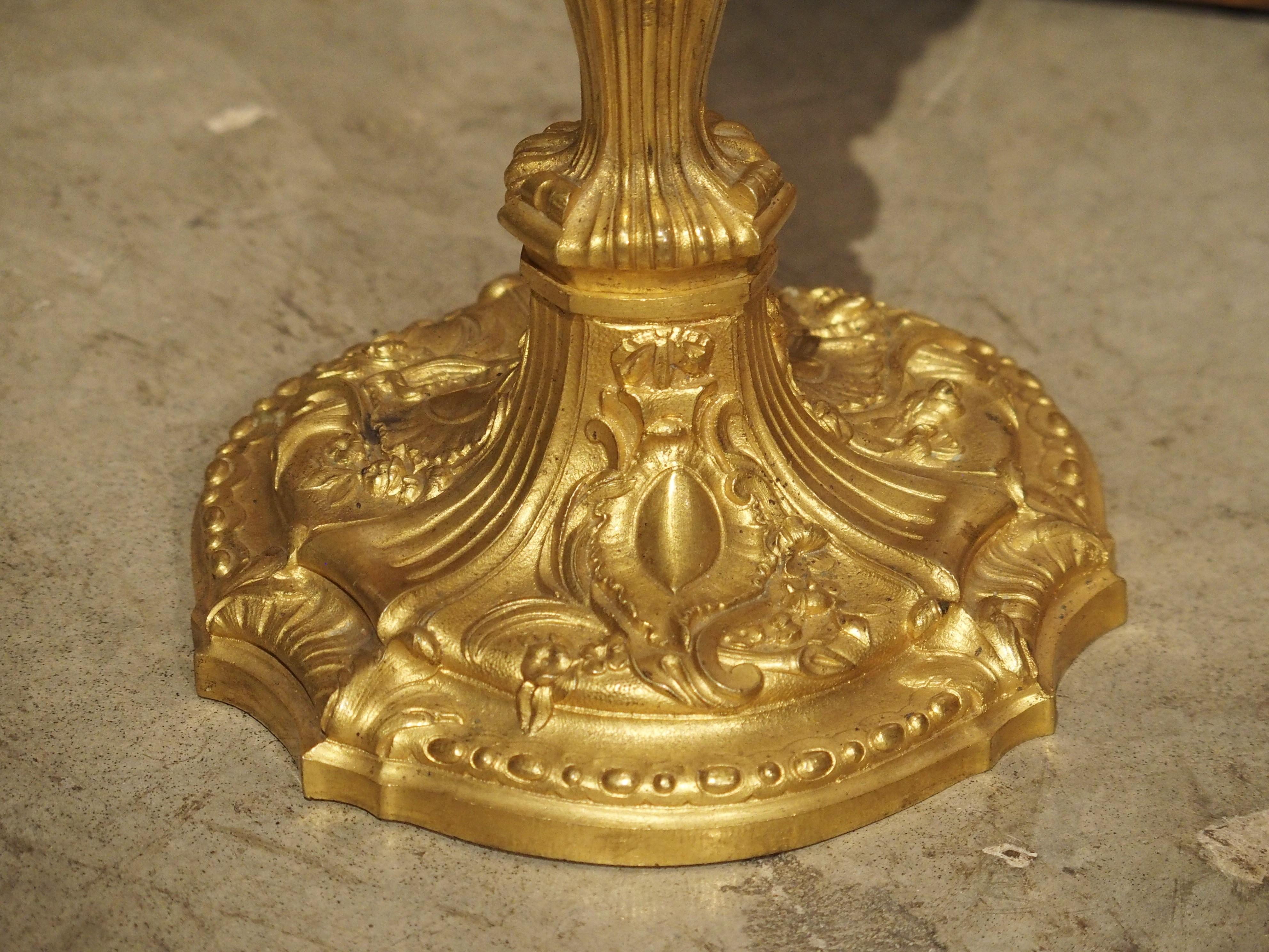 Pair of French Louis XV Style Gilt Bronze Candlesticks, 19th Century 2