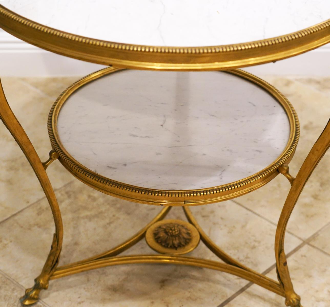 French Louis XV Style Gilt Bronze Marble-Top Guéridon Tables, 19th Century, Pair 4