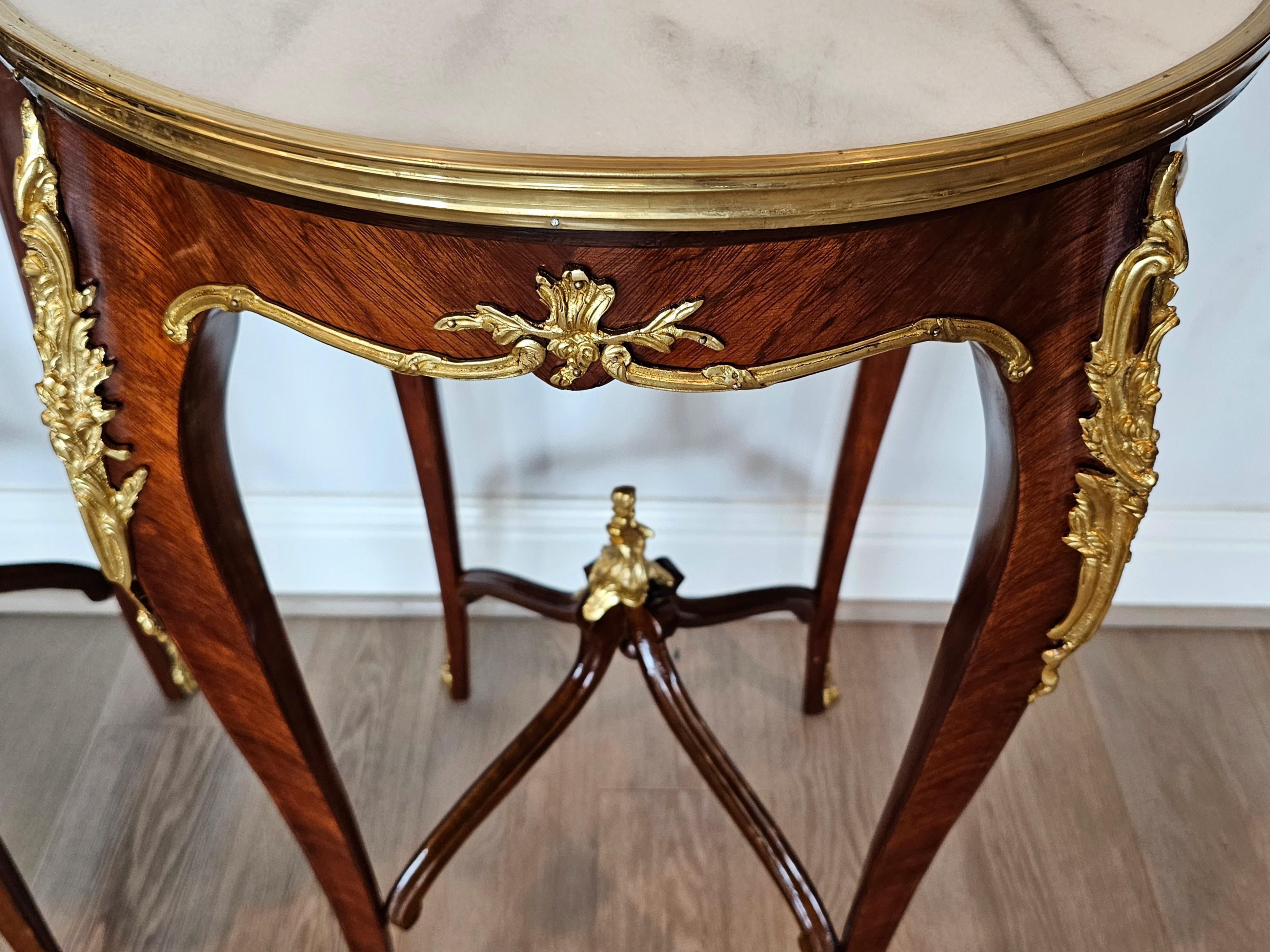 Pair of French Louis XV Style Gilt Bronze Mounted Kingwood Side Tables For Sale 7