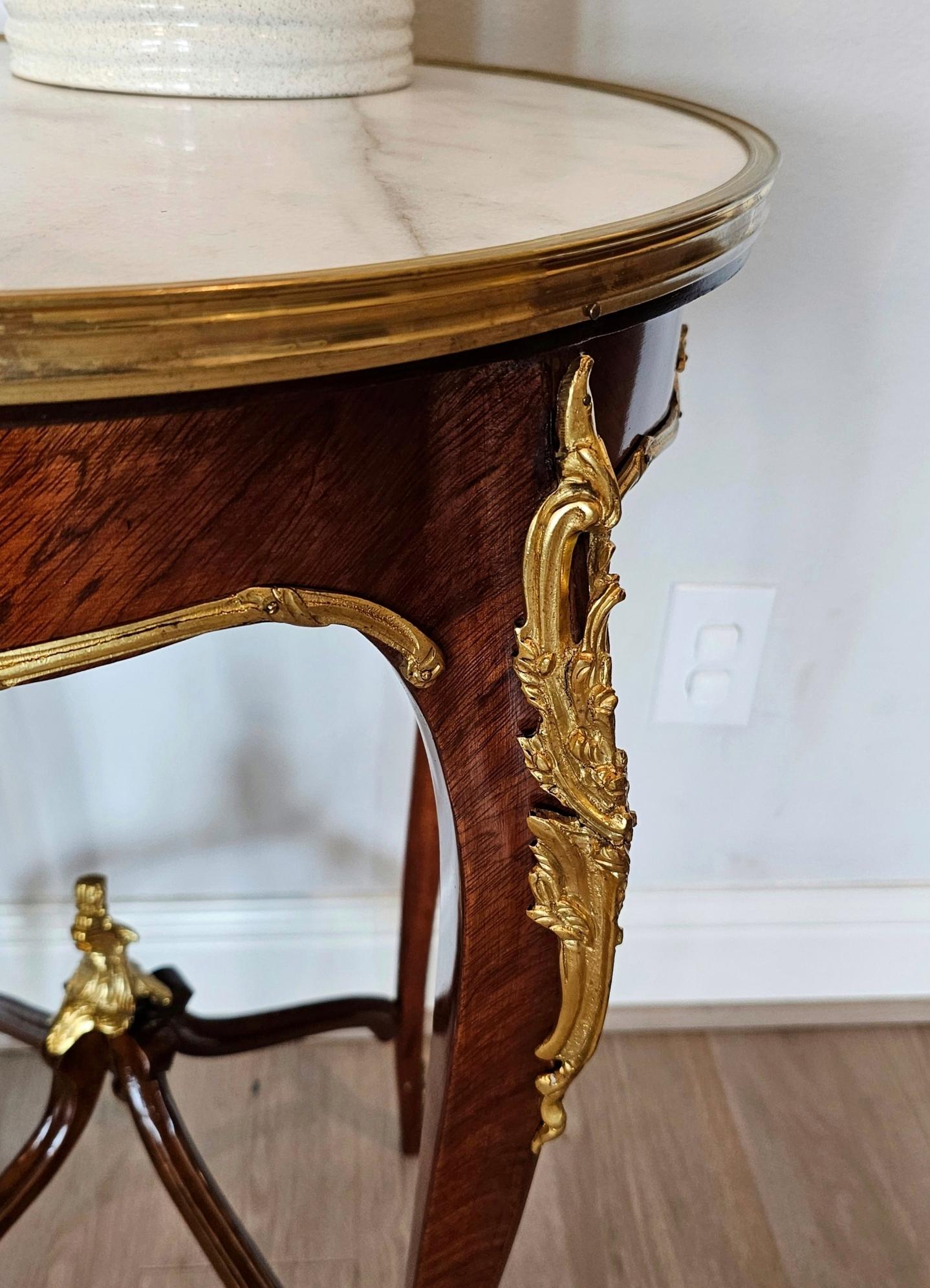 Pair of French Louis XV Style Gilt Bronze Mounted Kingwood Side Tables For Sale 8