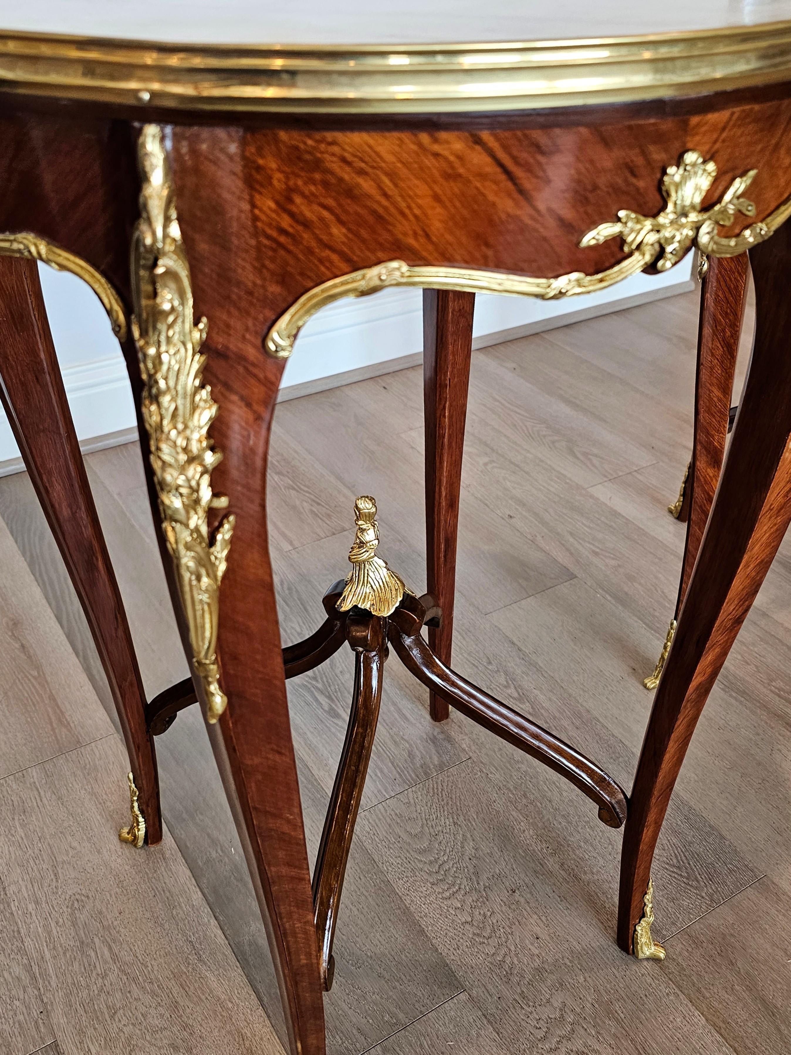 Pair of French Louis XV Style Gilt Bronze Mounted Kingwood Side Tables For Sale 10