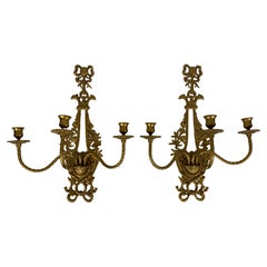 Pair of French Louis XV Style Gilt Bronze Wall Sconces