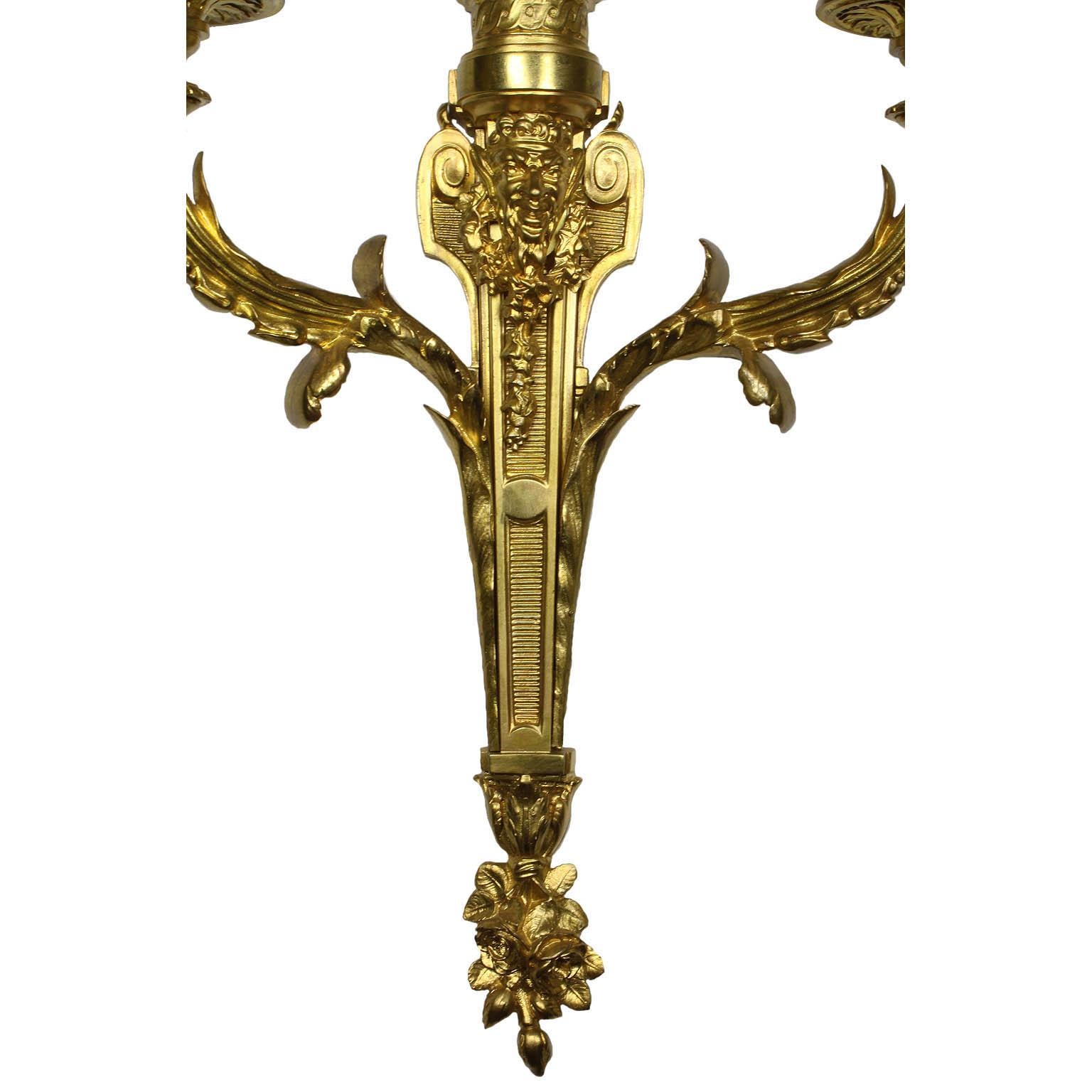 19th Century Pair of French Louis XV Style Gilt-Bronze Two-Light Wall Light Sconces