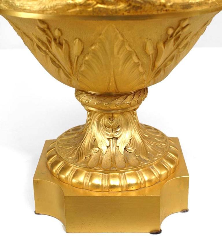 Pair of French Louis XV Style Gilt Bronze Urns For Sale 5