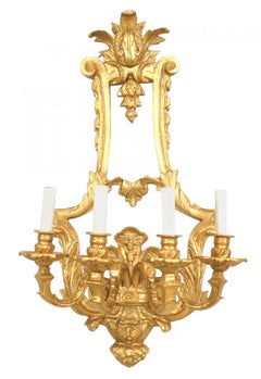 Pair of French Louis XV-Style Gilt Bronze Wall Sconces