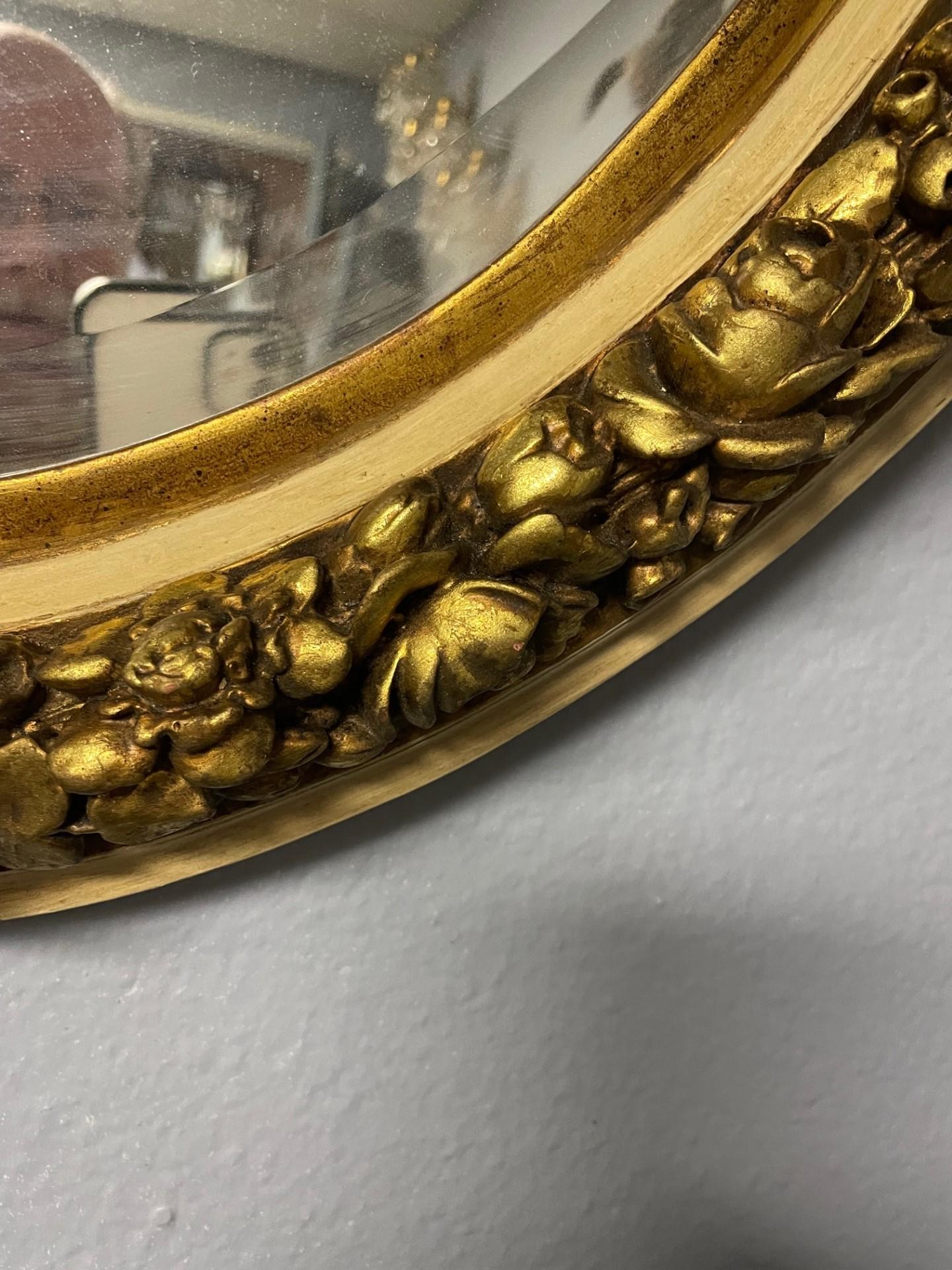 Pair of French Louis XV Style Gilt Oval Mirrors For Sale 1