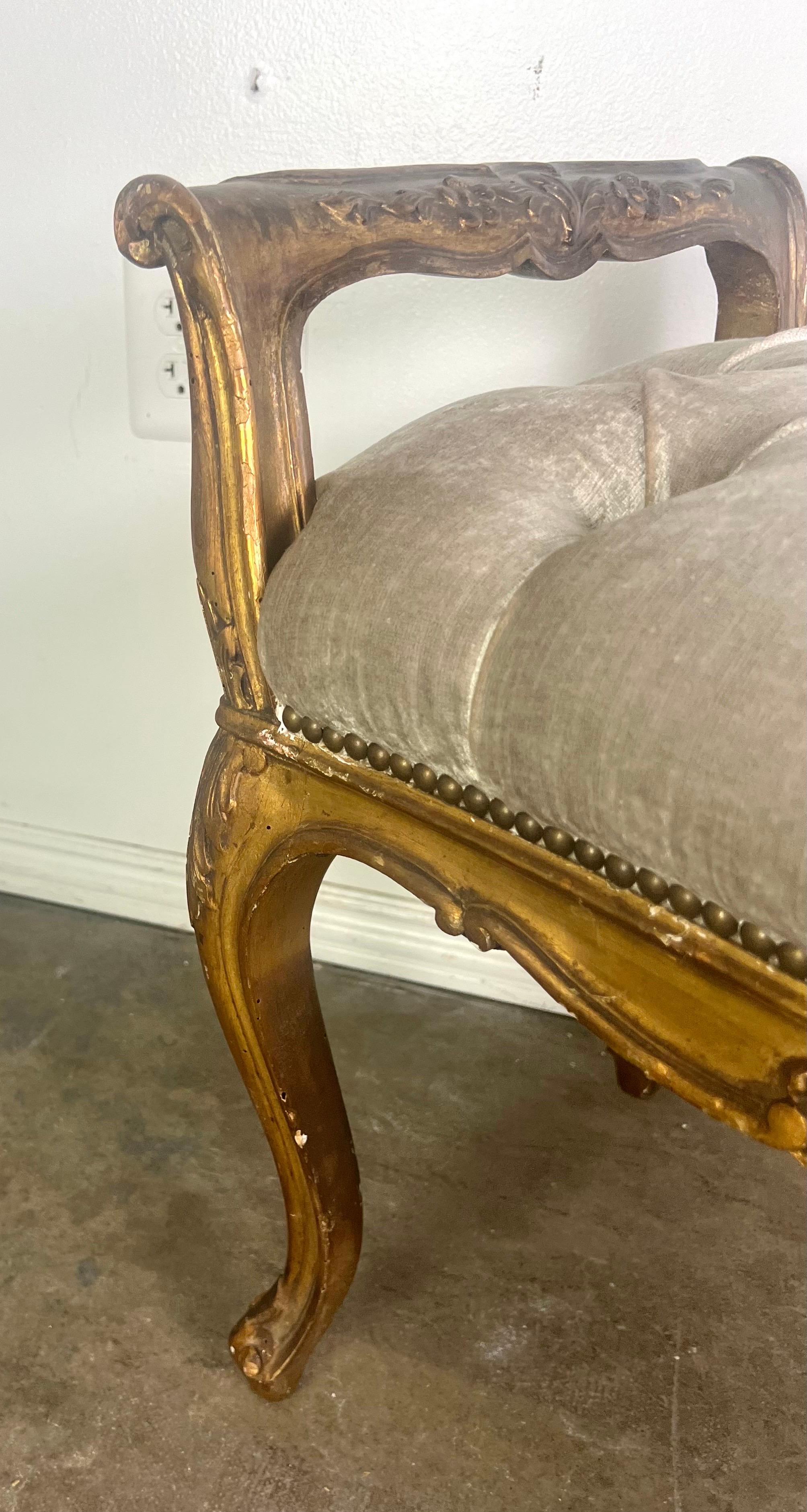 Pair of French Louis XV Style Gilt Wood Benches For Sale 6