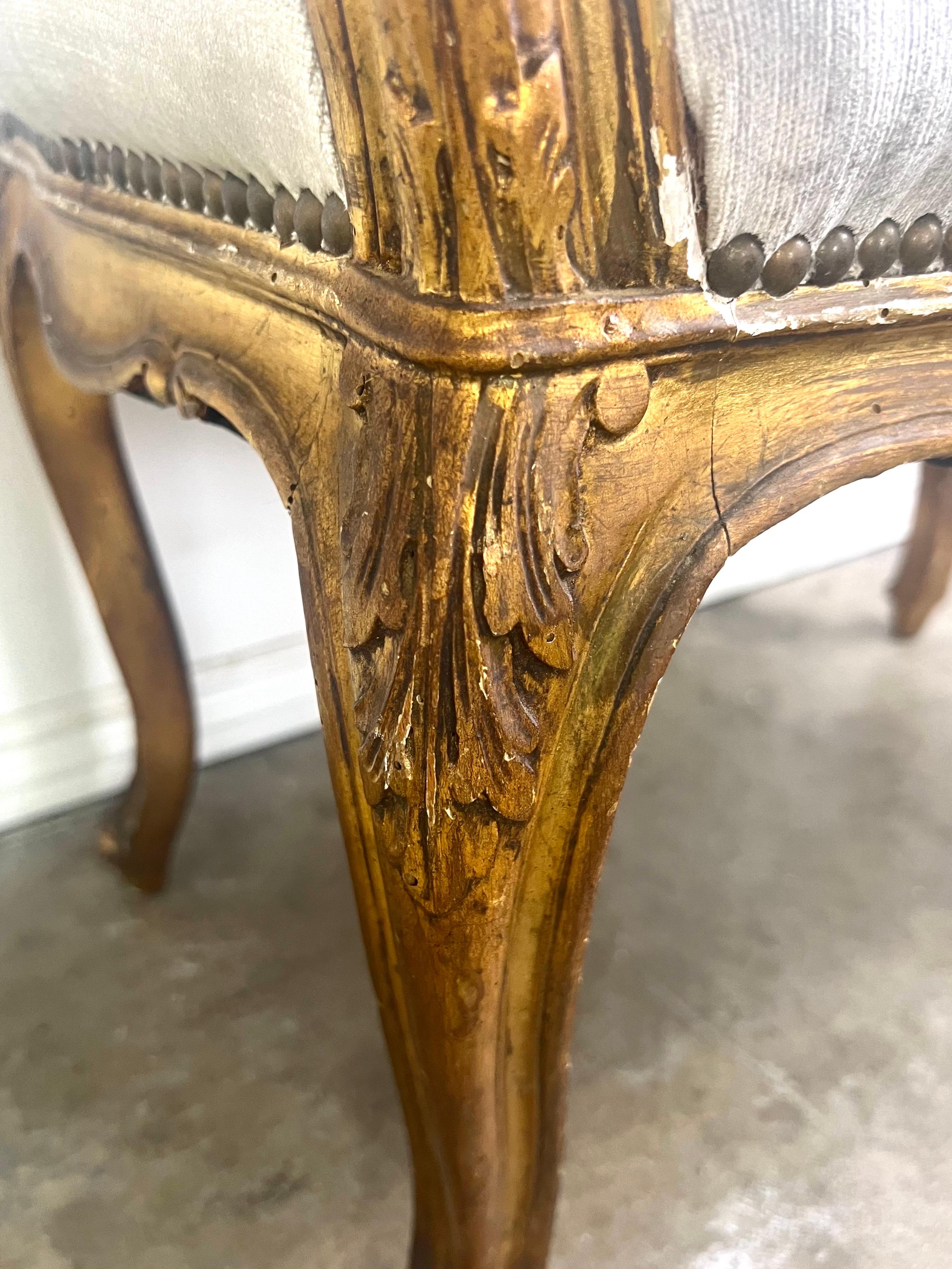 Pair of French Louis XV Style Gilt Wood Benches For Sale 12