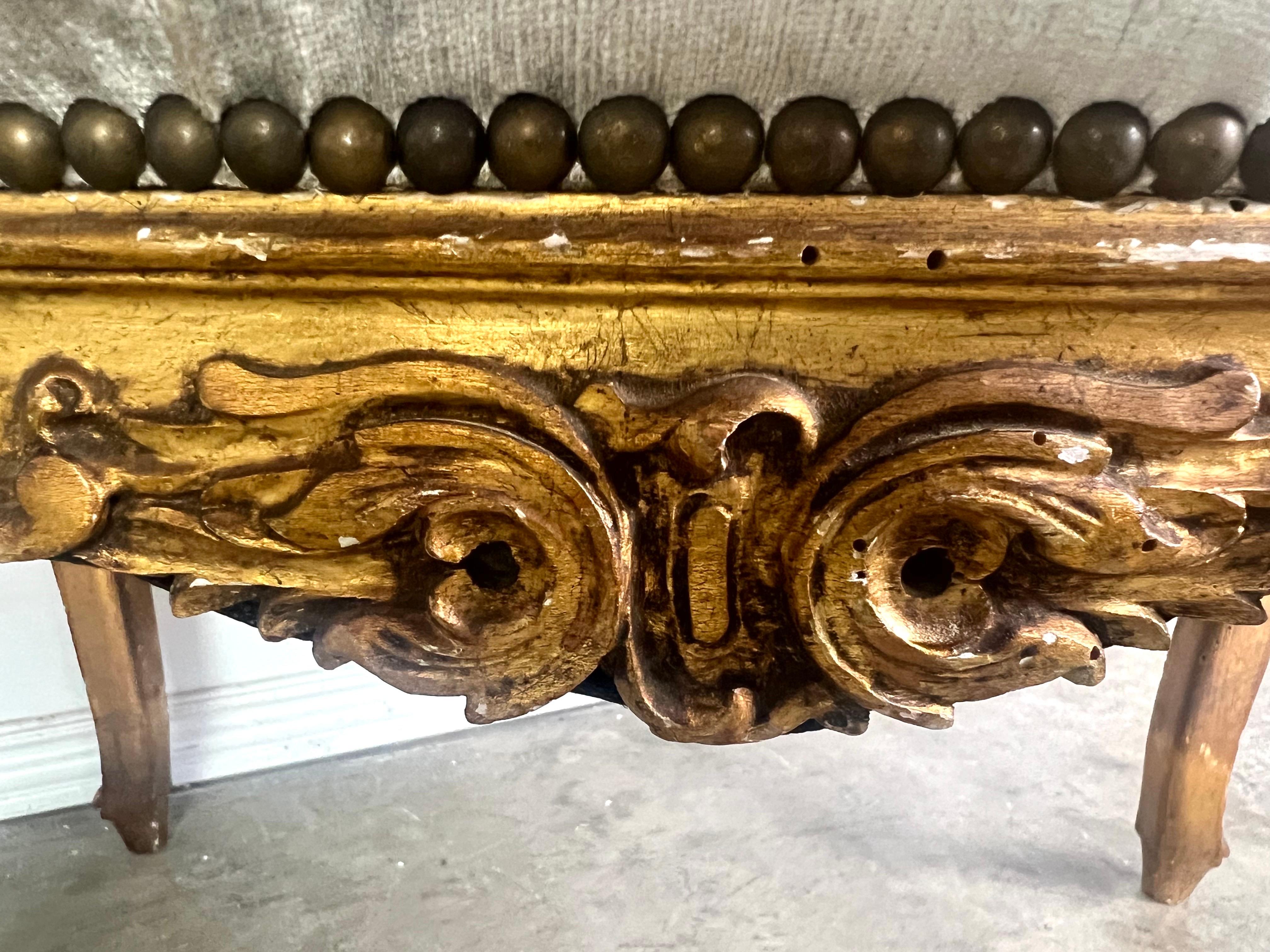 Pair of French Louis XV Style Gilt Wood Benches For Sale 2