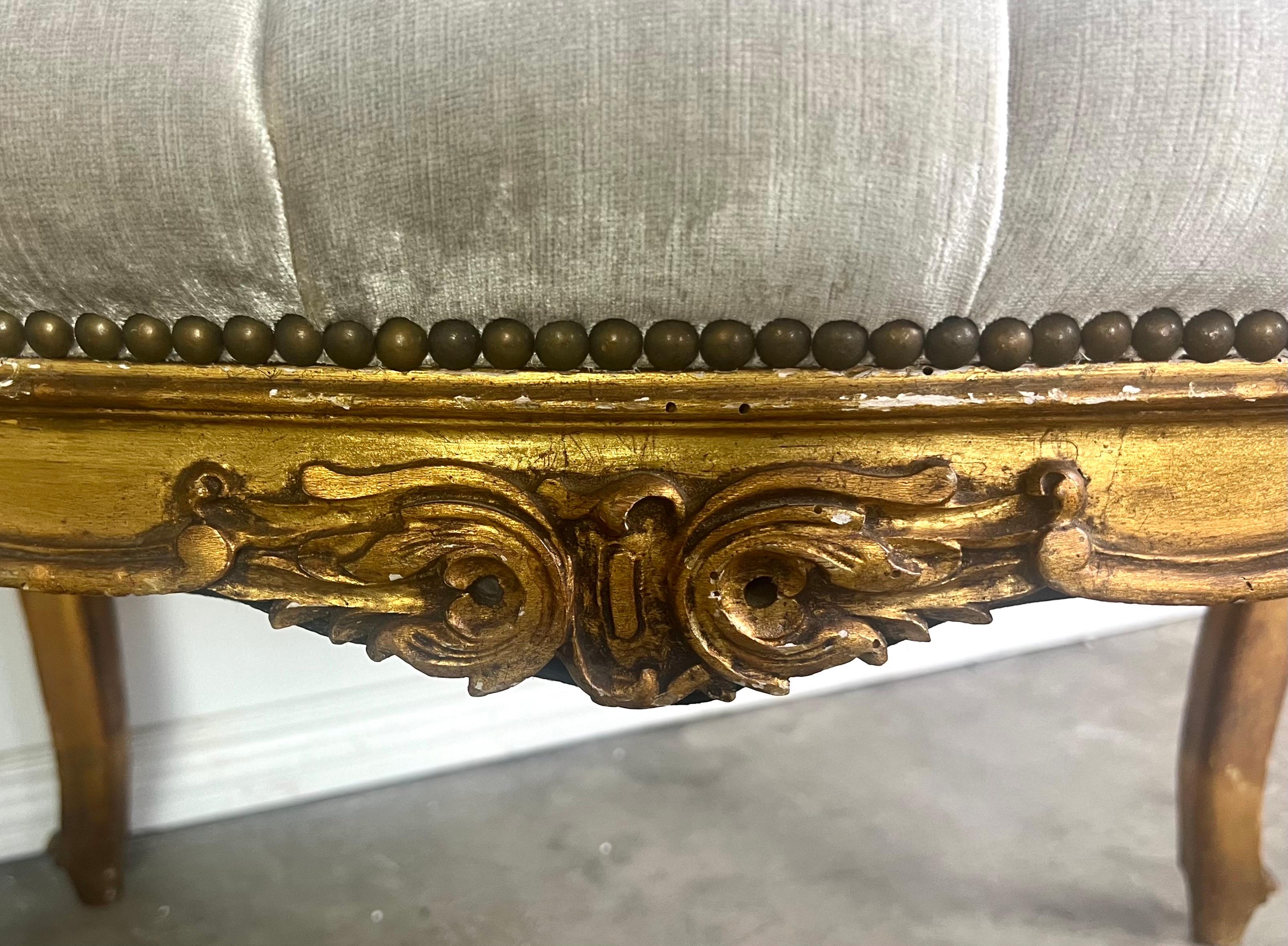 Pair of French Louis XV Style Gilt Wood Benches For Sale 3