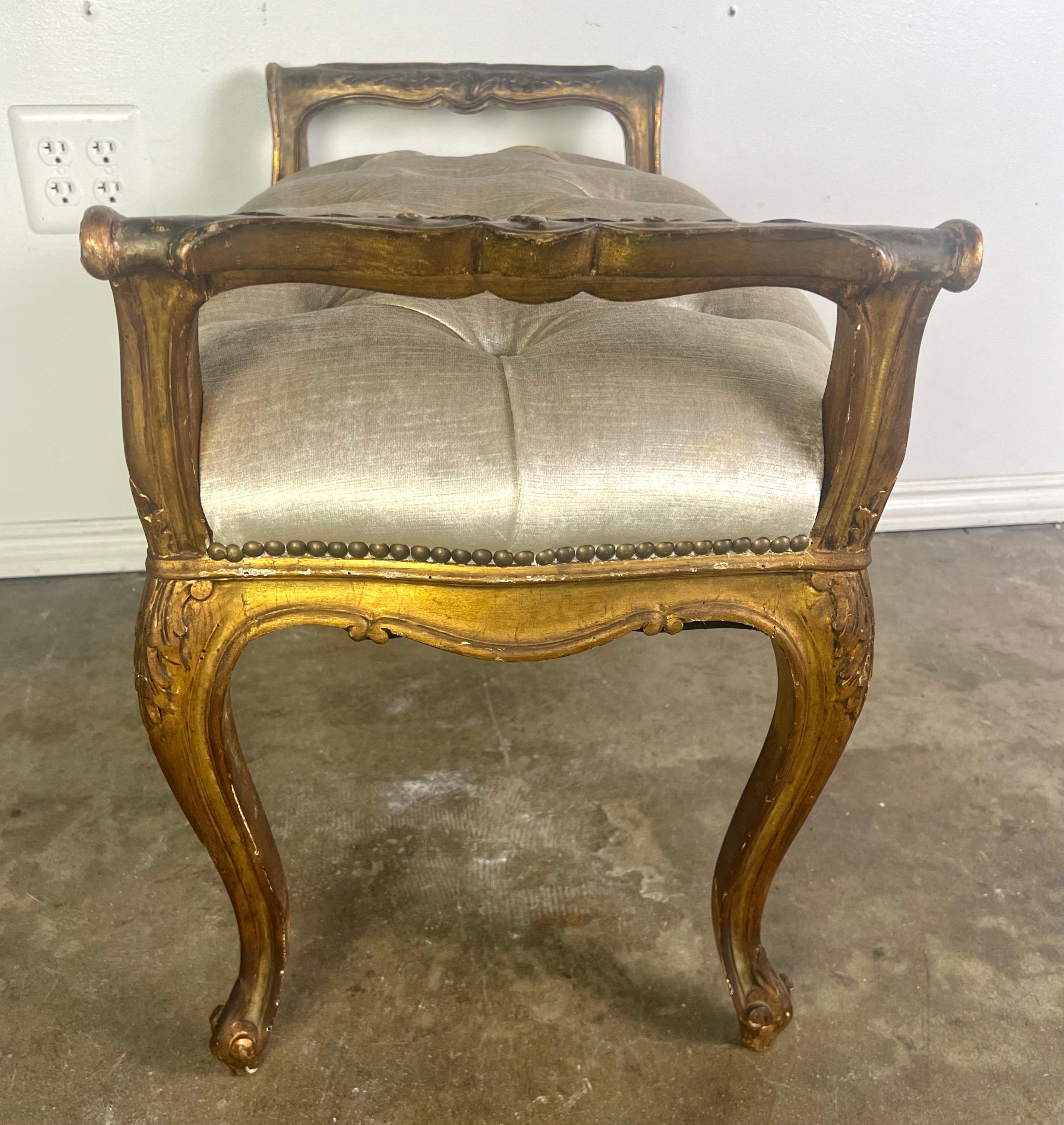 Pair of French Louis XV Style Gilt Wood Benches For Sale 4