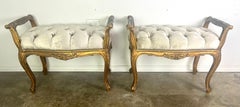 Pair of French Louis XV Style Gilt Wood Benches