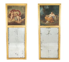 Pair of Louis XV Gilt Wood Trumeau / Wall Mirrors