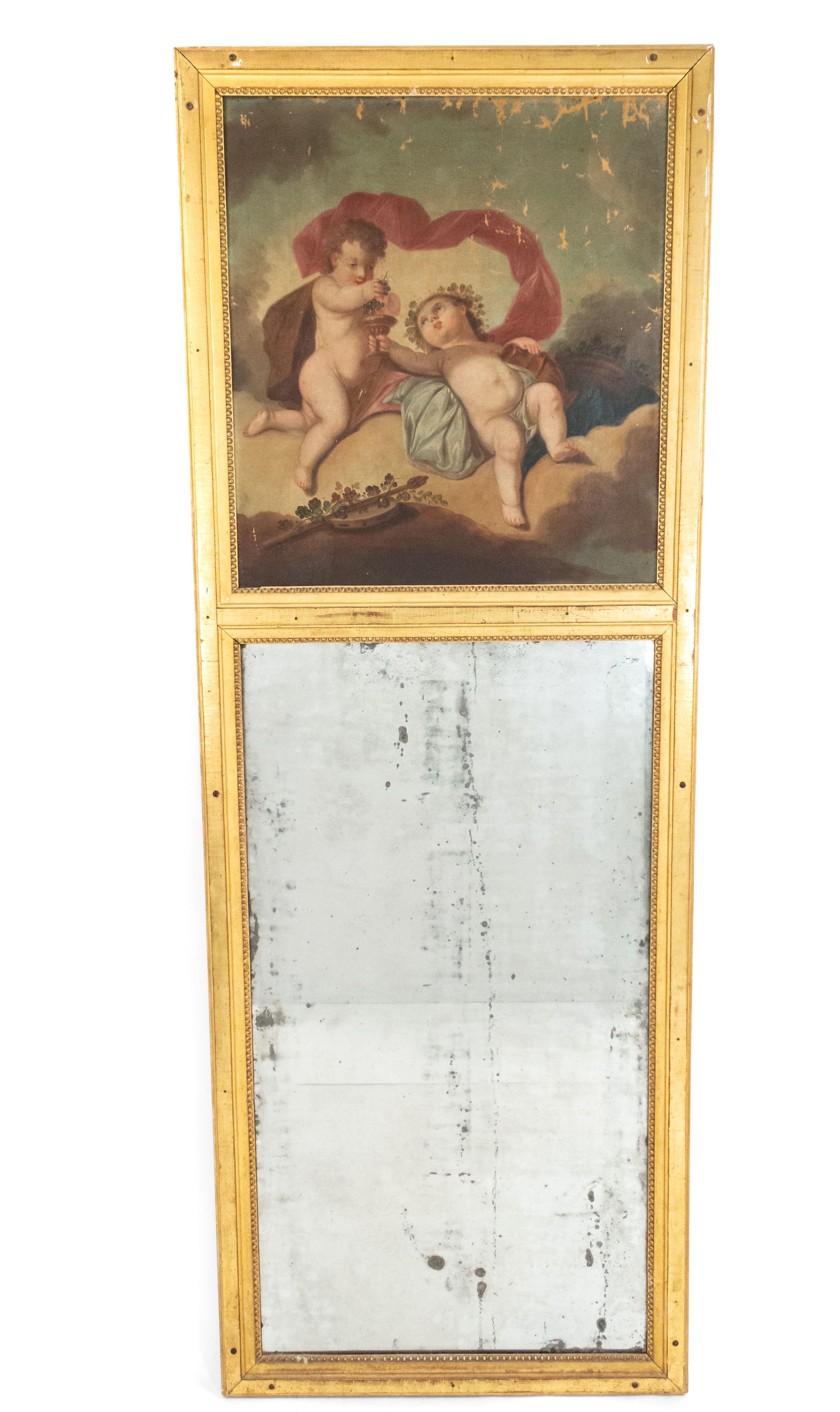 Paar Louis XV vergoldetes Holz Trumeau / Wandspiegel im Angebot 1