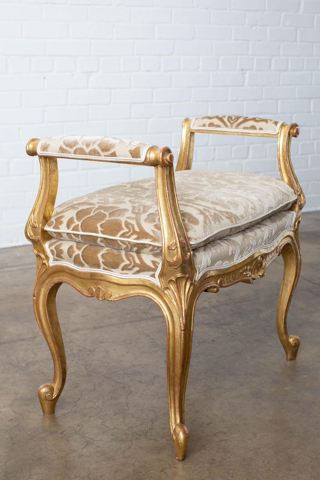 Pair of French Louis XV Style Giltwood Vanity Benches 4