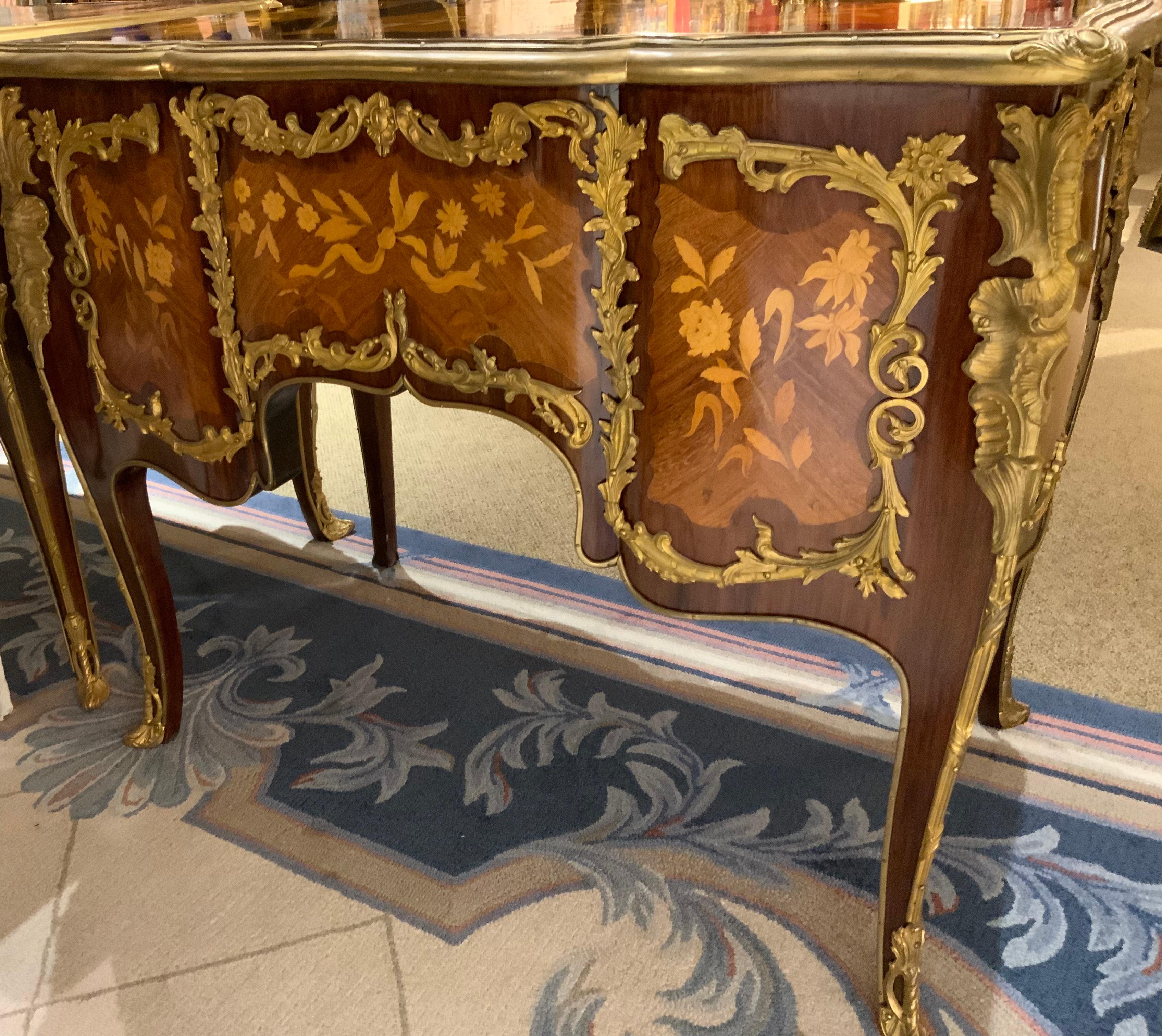 Pair of French Louis XV Style Inlaid Cabinets with Gilt Bronze Mounts In Excellent Condition In Houston, TX