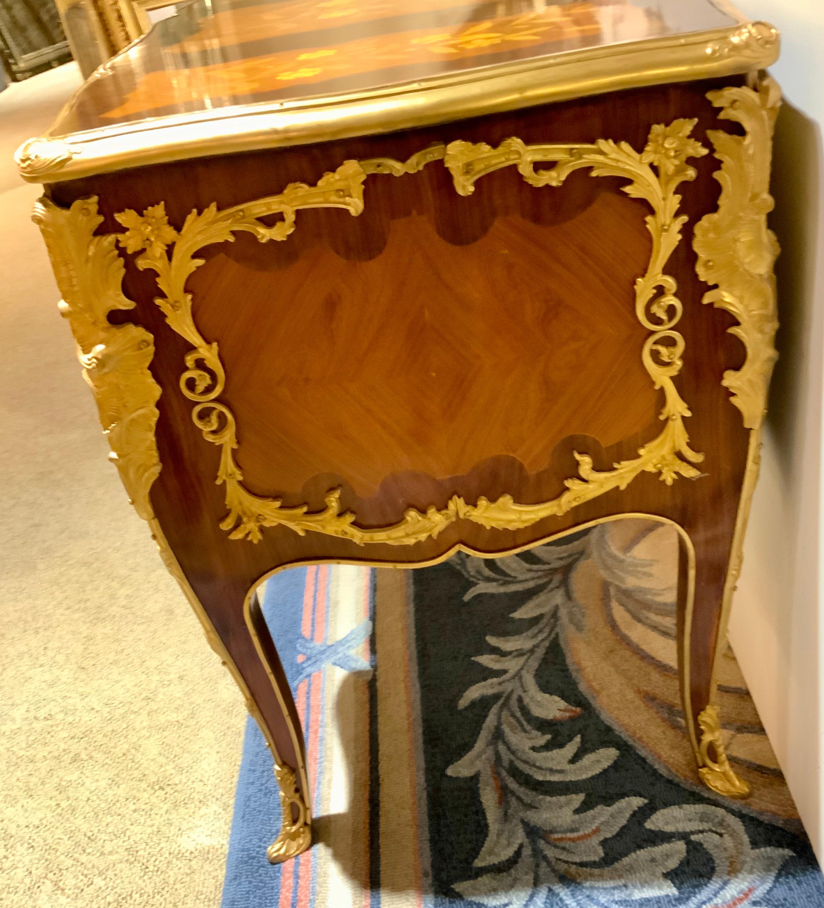 Pair of French Louis XV Style Inlaid Cabinets with Gilt Bronze Mounts 3