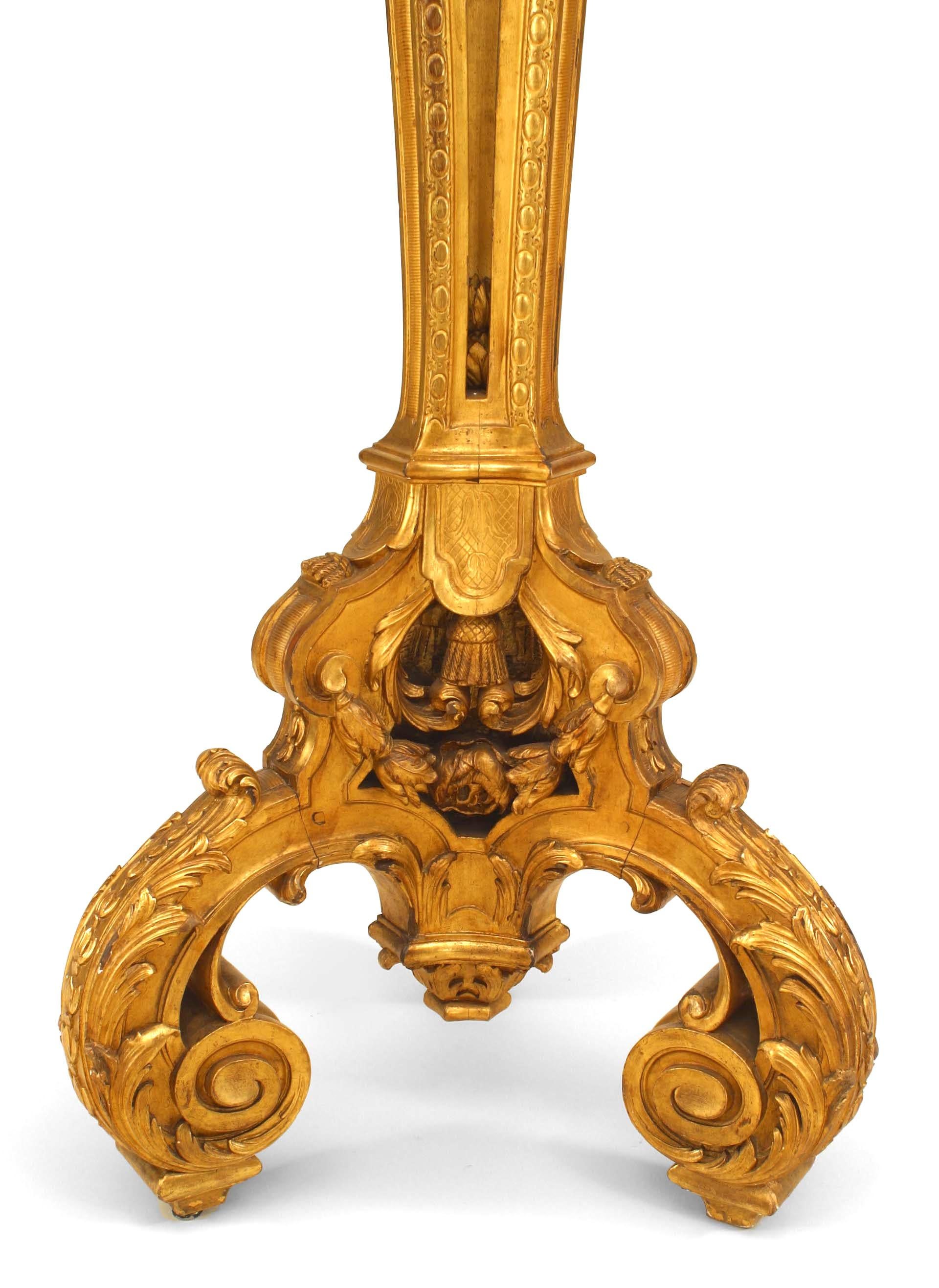 Giltwood Pair of Louis XV Gilt Scroll Pedestals For Sale
