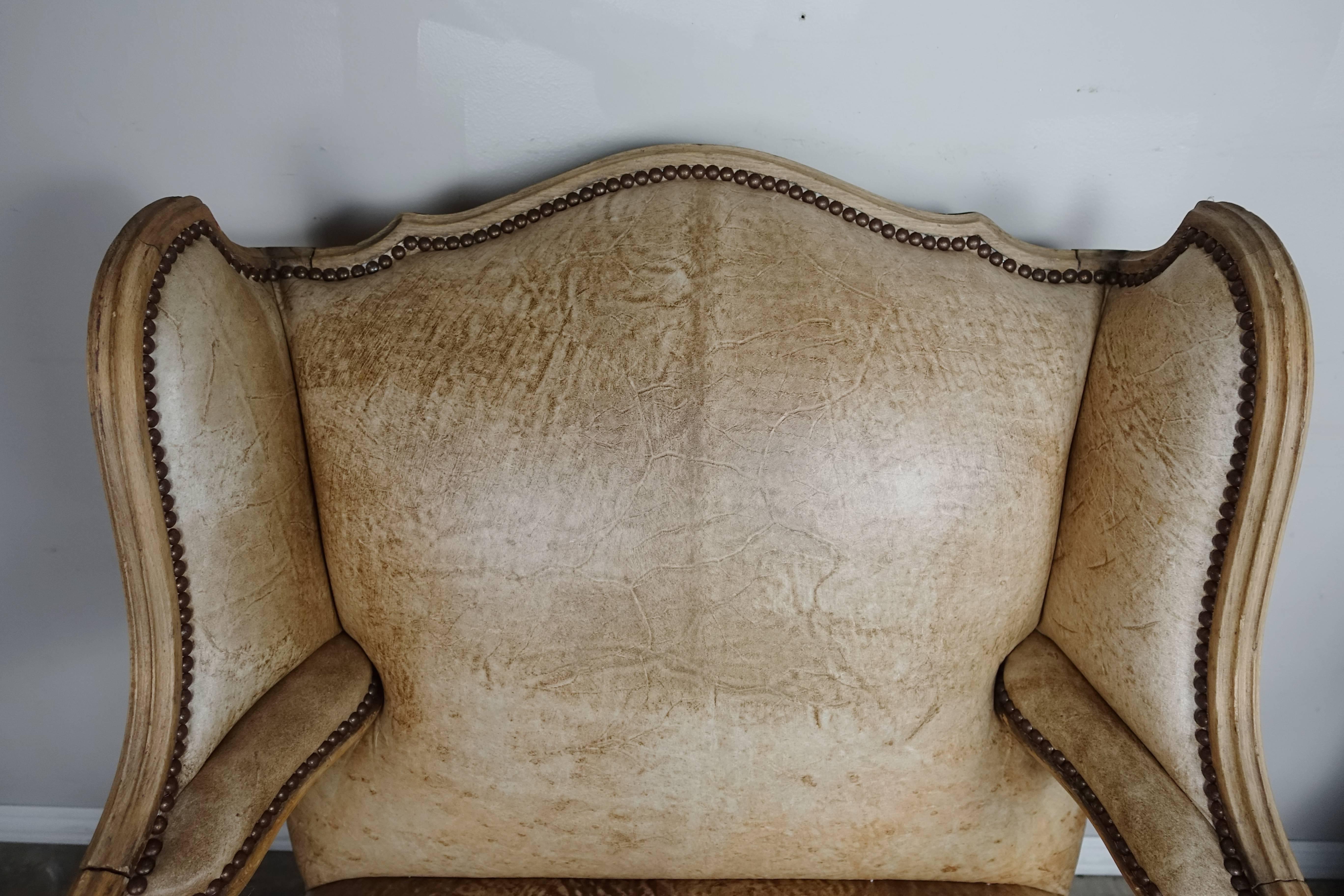 Pair of French Louis XV Style Leather Armchairs 4