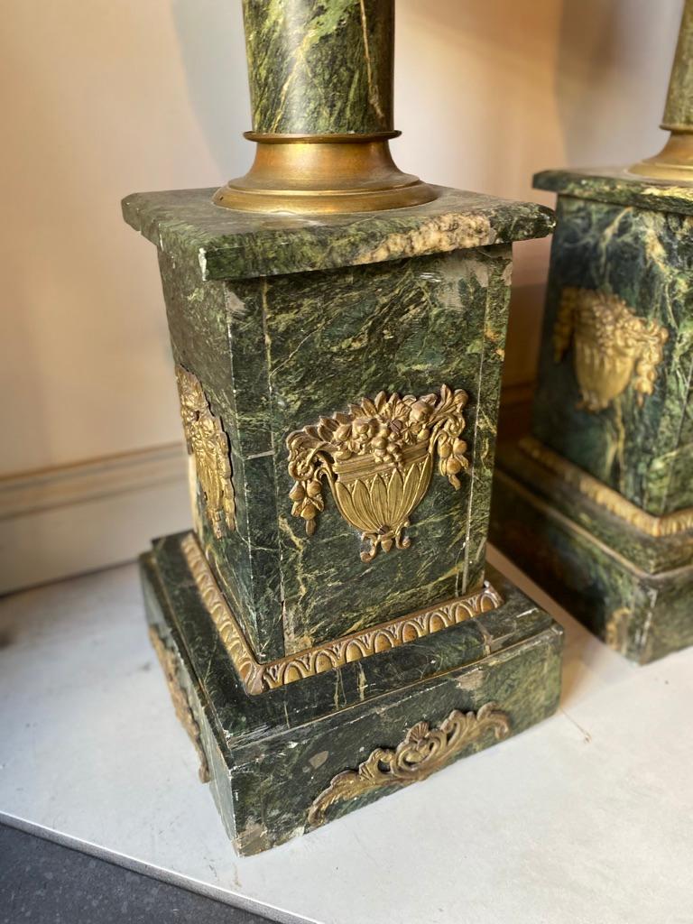 Pair of French Louis XV Style Marble Pedestals/Stands 1