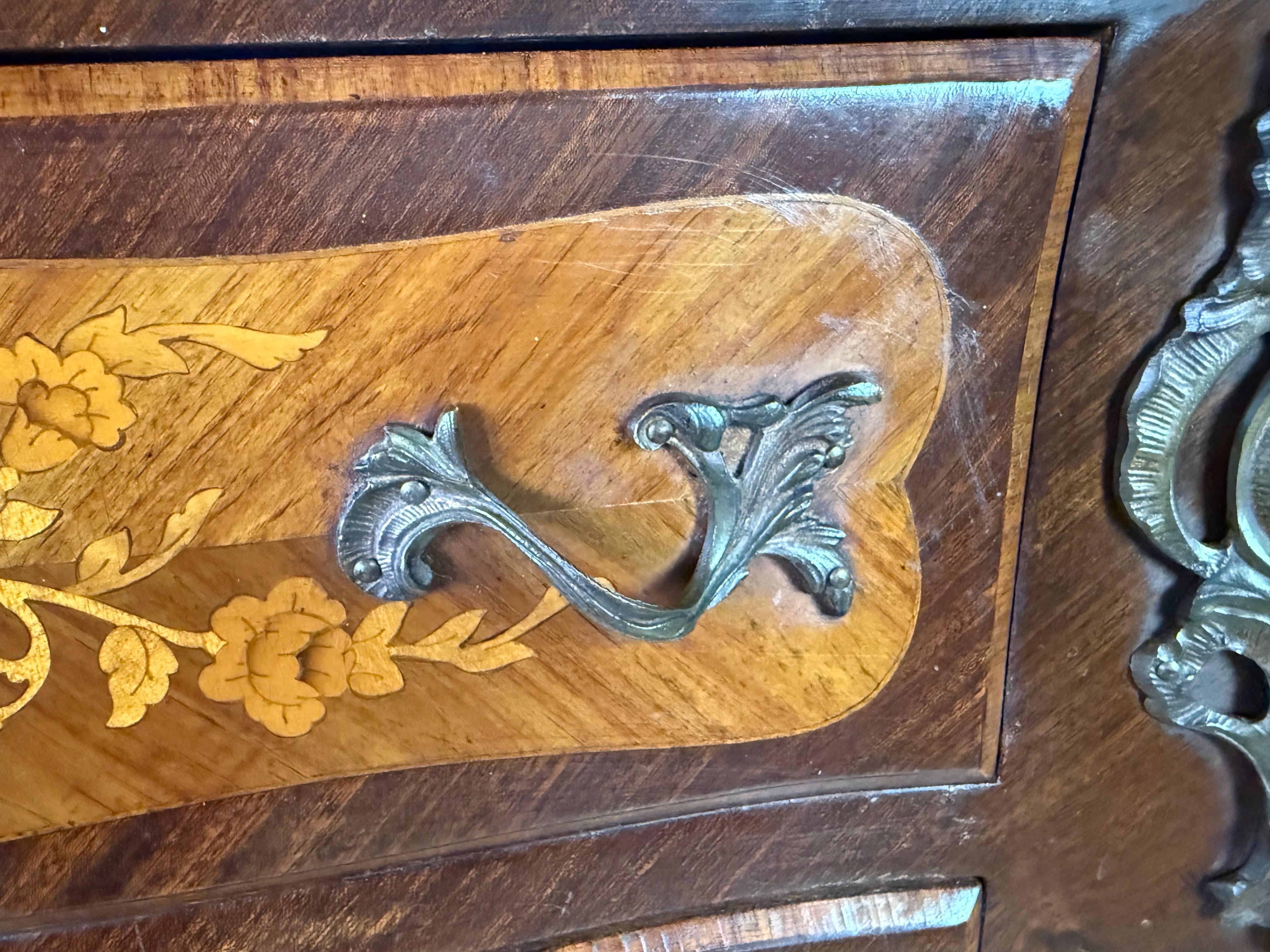 Pair of French Louis XV Style Marble-Top Commodes For Sale 7