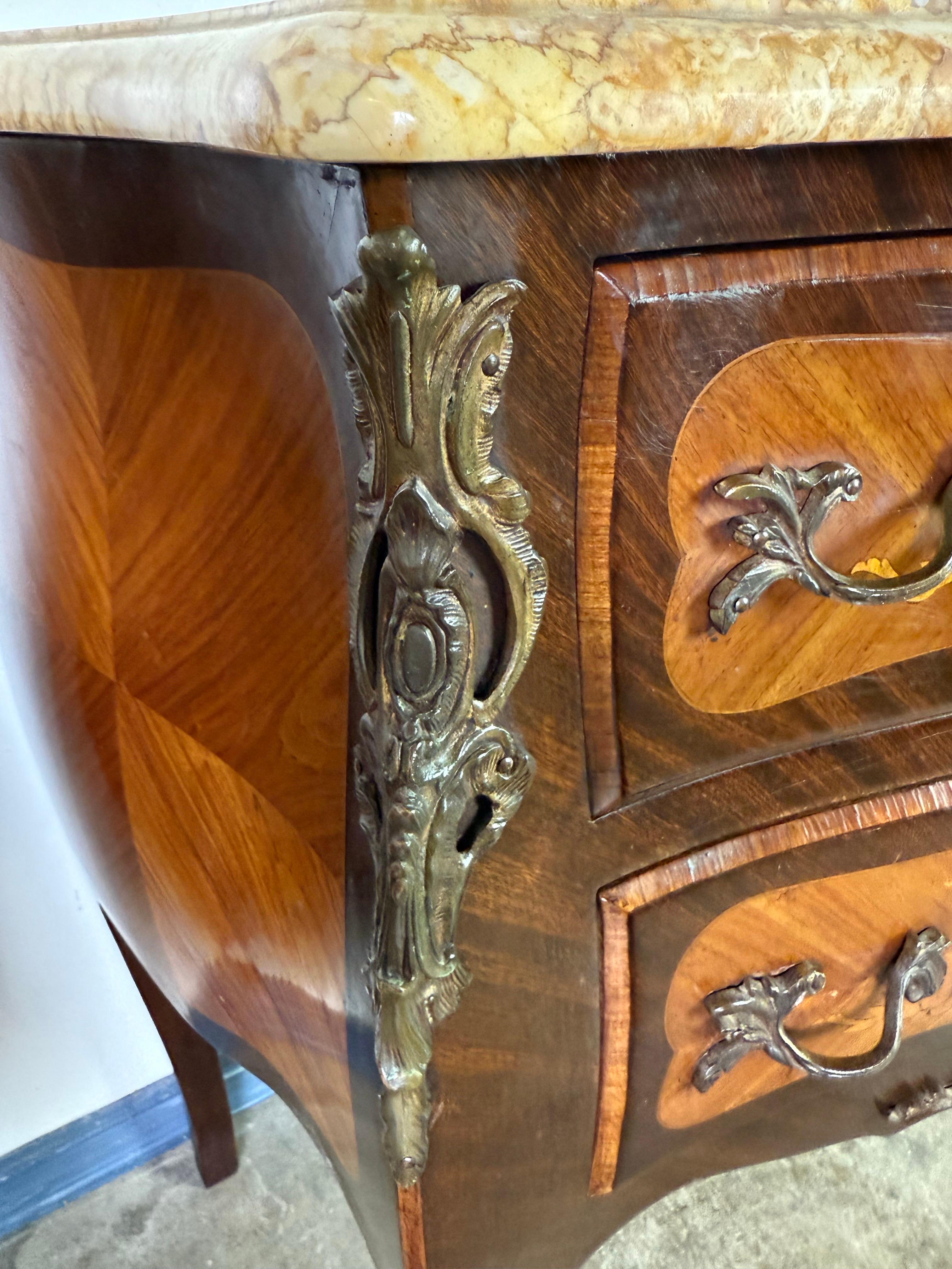Pair of French Louis XV Style Marble-Top Commodes For Sale 8