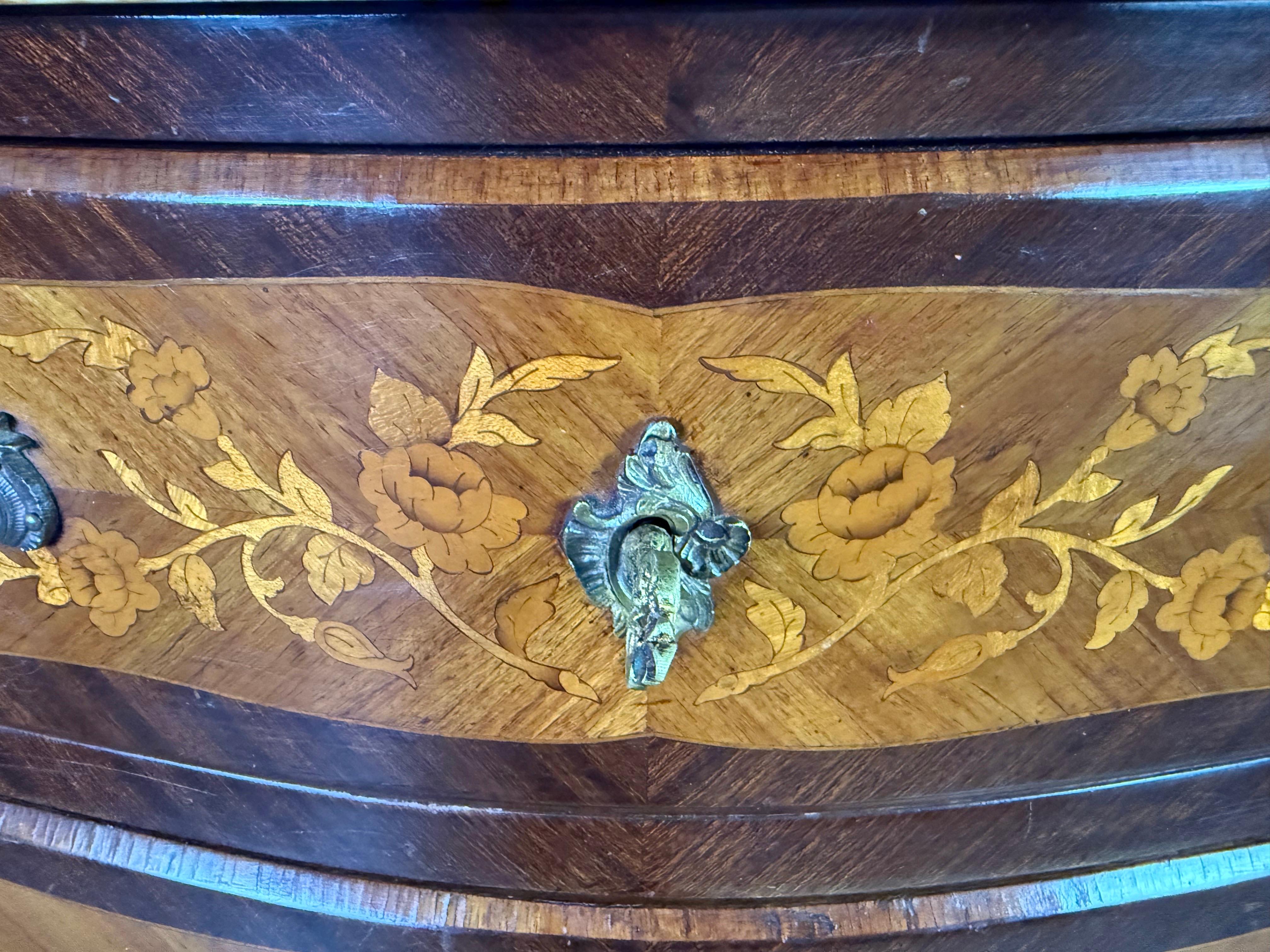 Pair of French Louis XV Style Marble-Top Commodes For Sale 5
