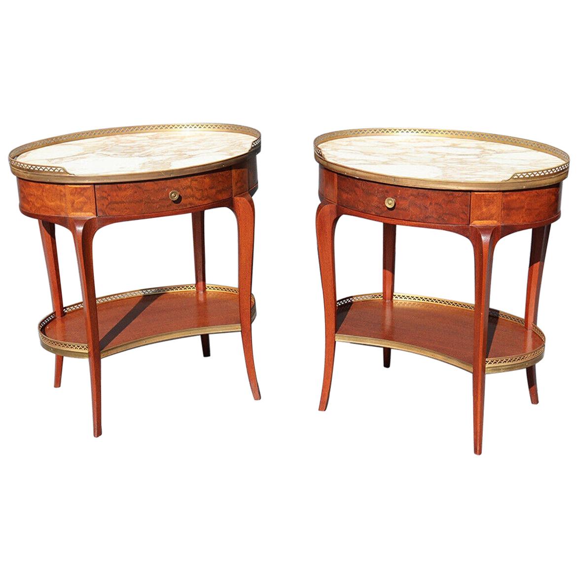 Pair of French Louis XV Style Marble-Top End Tables