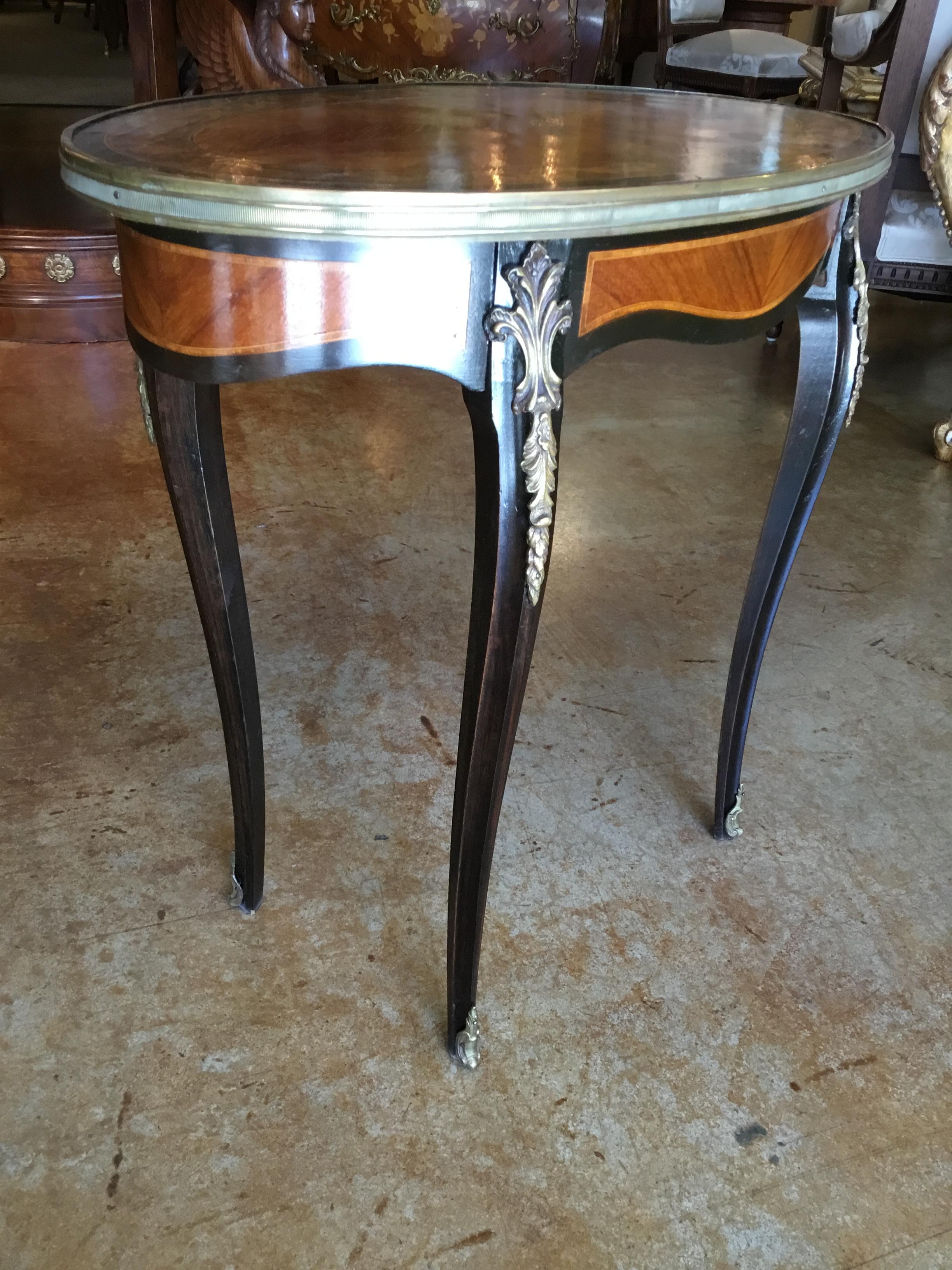 Pair French Louis XV Style Occasional Tables, 19th Century with Marquetry Inlay For Sale 1