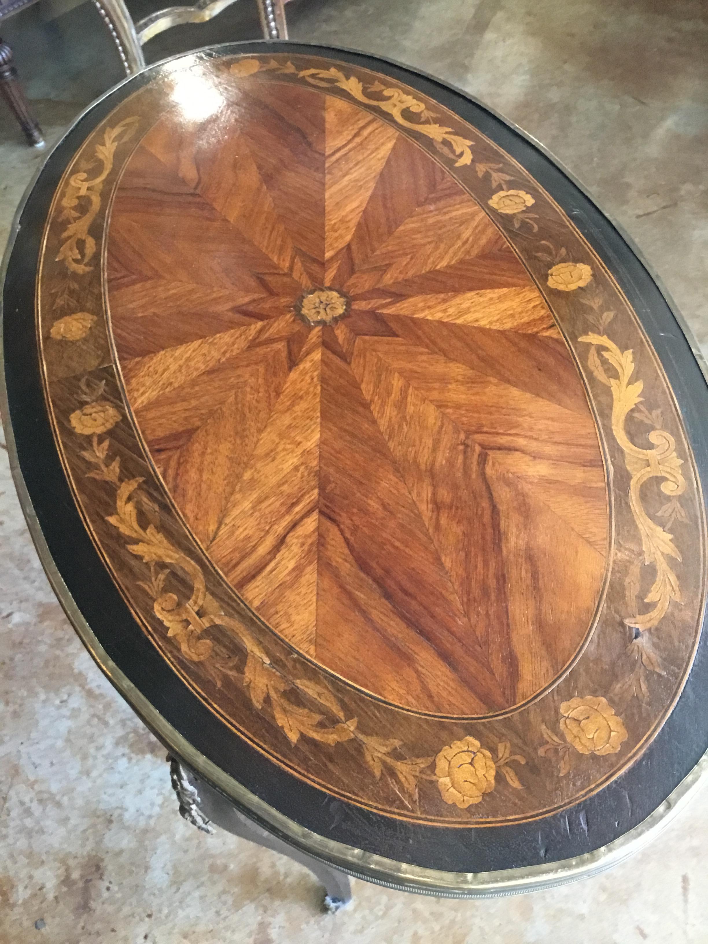 Pair French Louis XV Style Occasional Tables, 19th Century with Marquetry Inlay For Sale 2