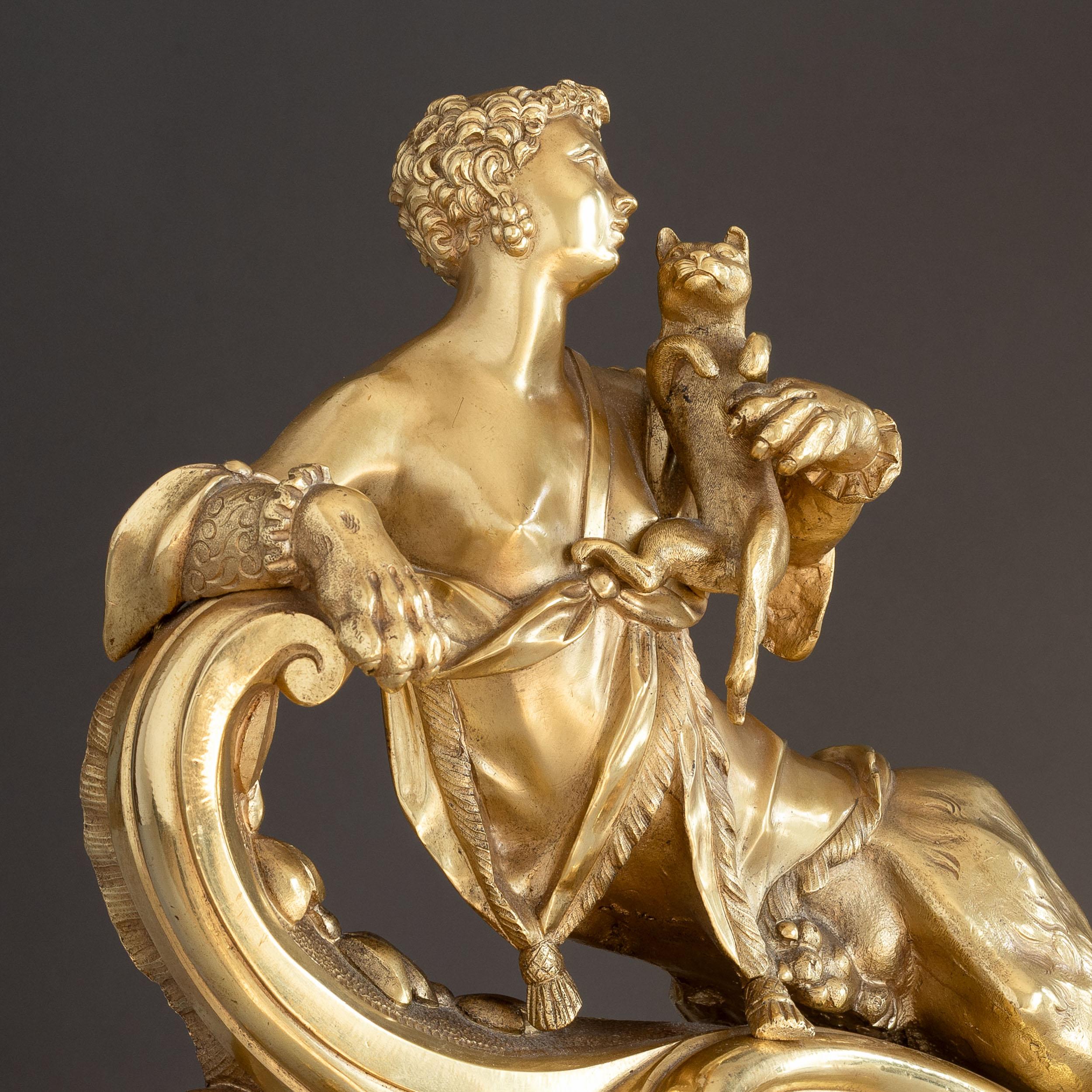 Coppia di Chenet francesi in stile Luigi XV con ormeggio, XIX secolo in vendita 3