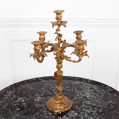 Pair of French Louis XV Style Ormolu Five-Light Candelabras