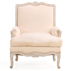 Pair of French Louis XV Style Painted and Carved Bergères, C. 1910