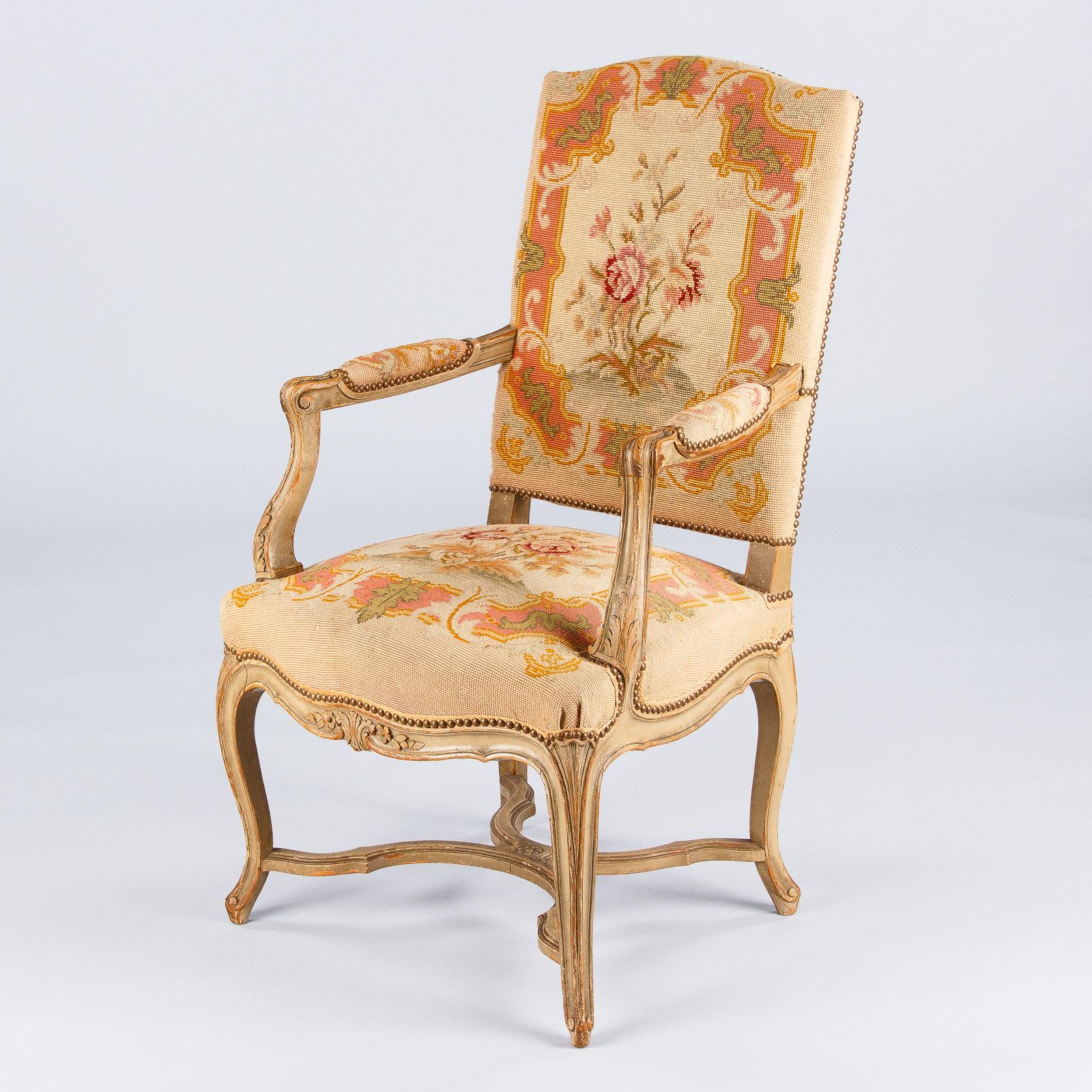 Pair of French Louis XV Style Painted Armchairs, circa 1920s 11