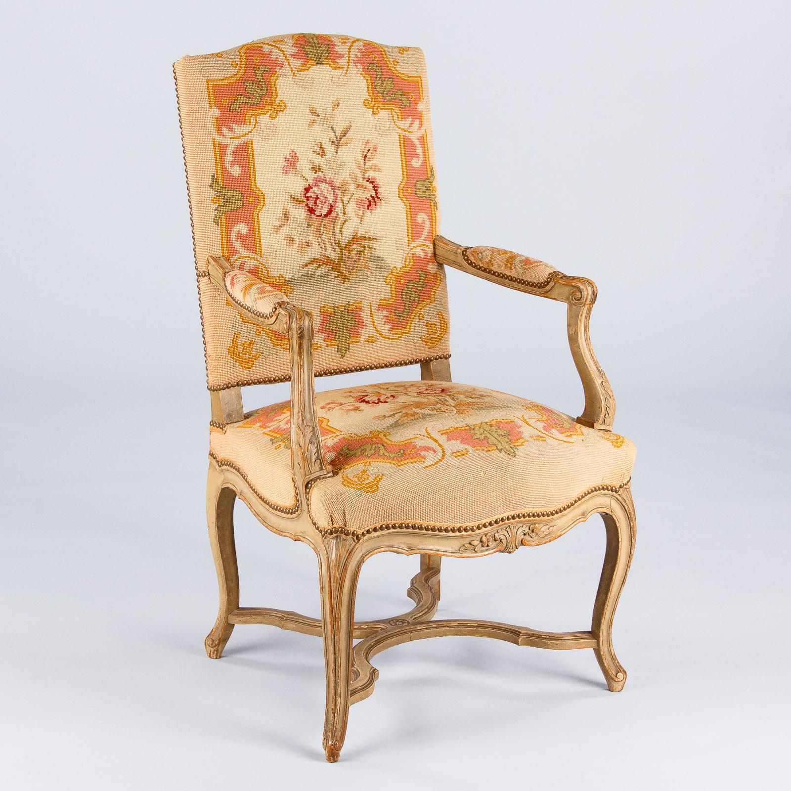 20th Century Pair of French Louis XV Style Painted Armchairs, circa 1920s