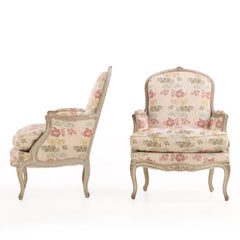 Pair of French Louis XV Style Painted Bergères, C. 1940