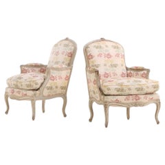 Pair of French Louis XV Style Painted Bergères, C. 1940