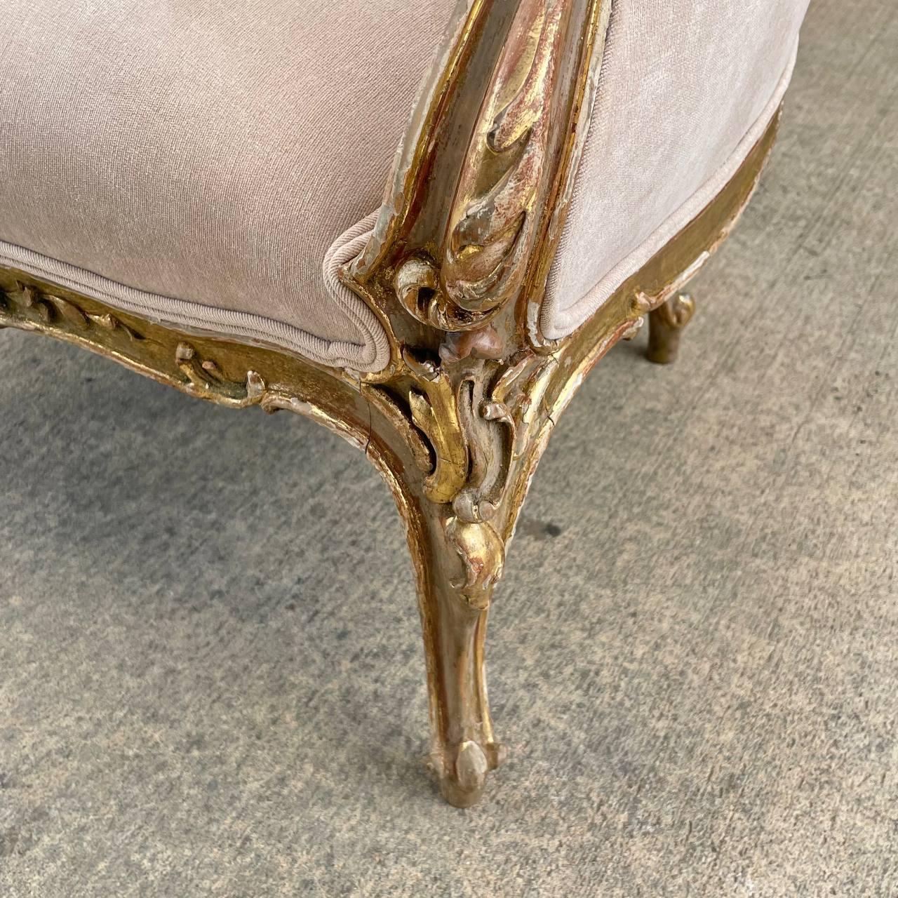 Pair of French Louis XV Style Painted & Parcel-Gilt Armchairs  For Sale 9