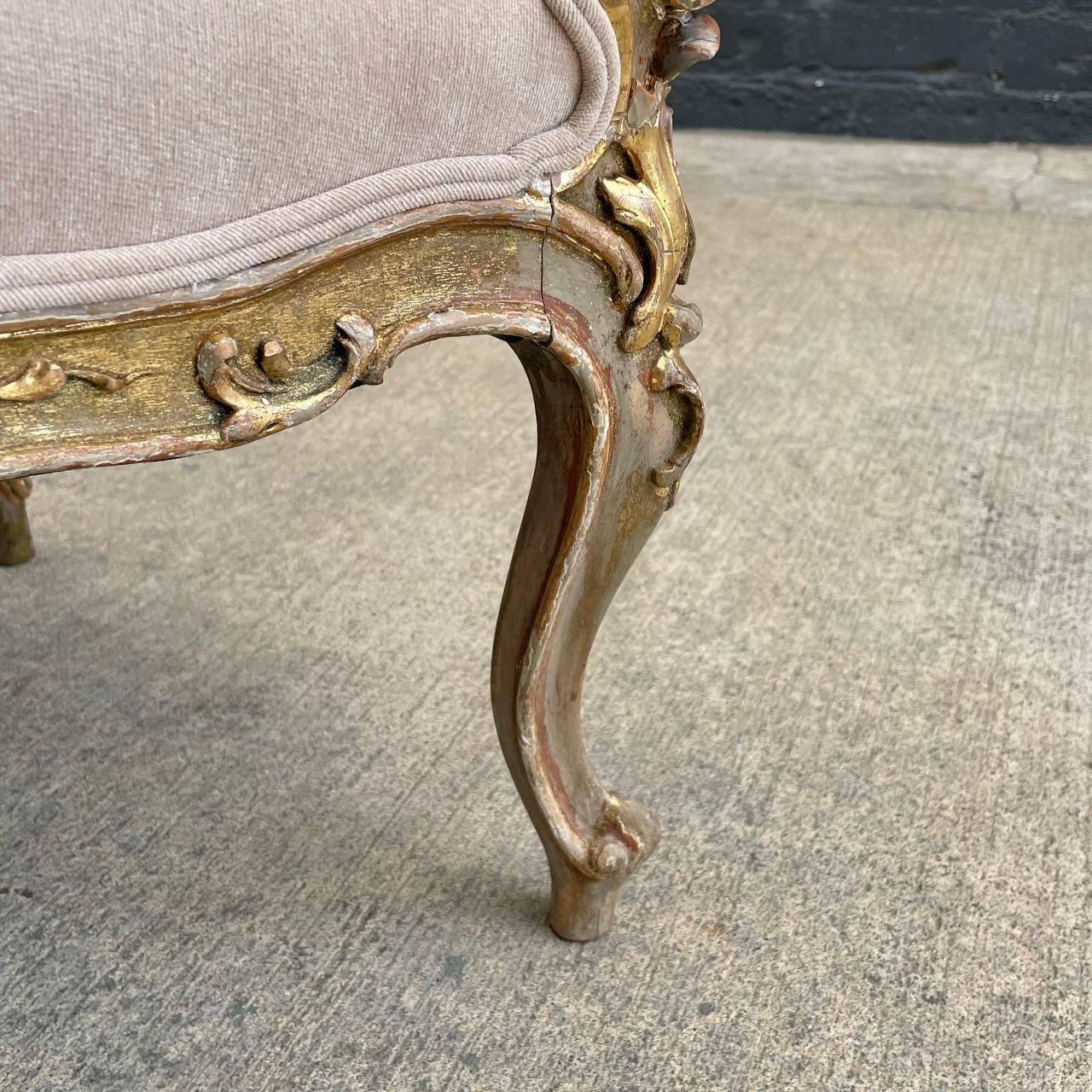 Pair of French Louis XV Style Painted & Parcel-Gilt Armchairs  For Sale 10