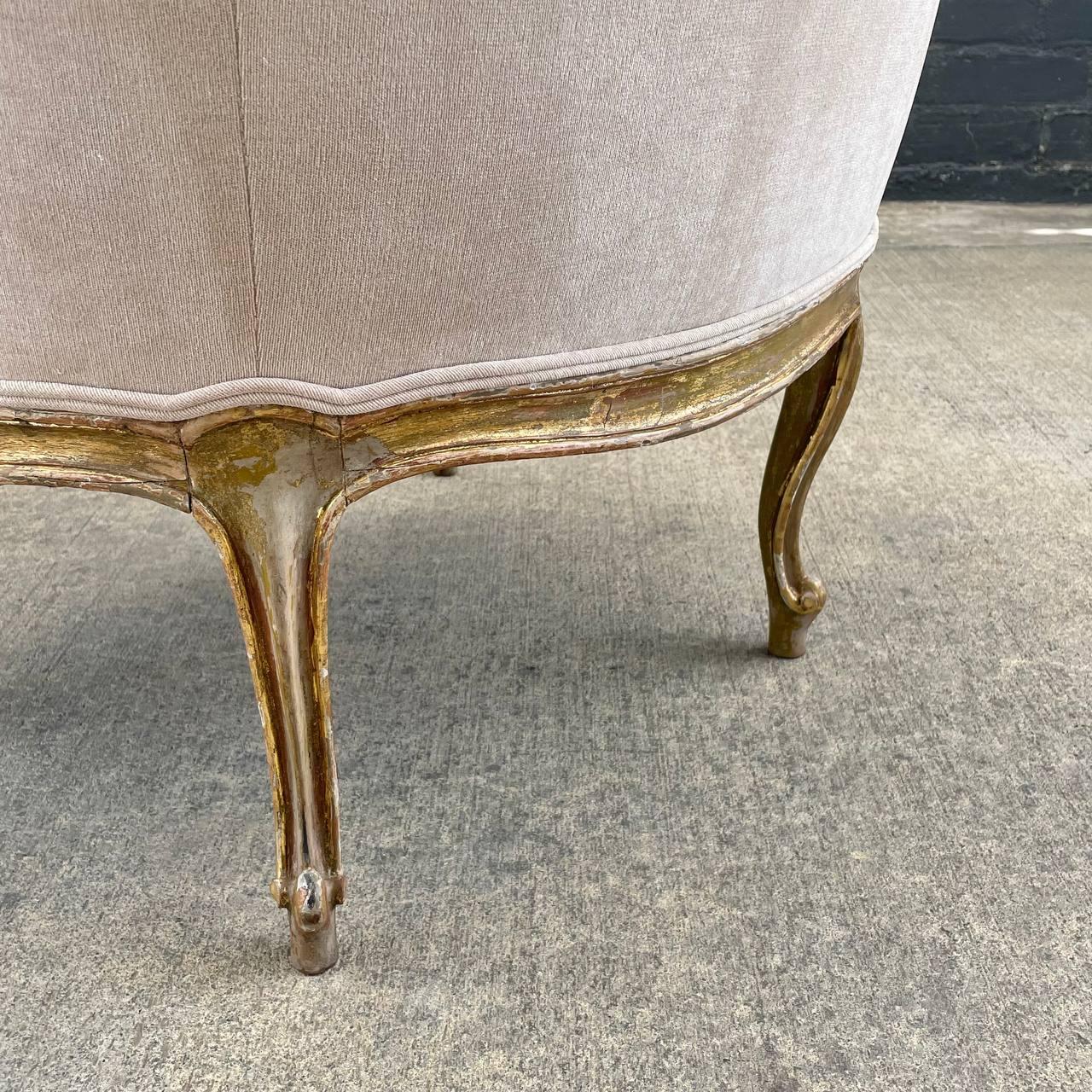 Pair of French Louis XV Style Painted & Parcel-Gilt Armchairs  For Sale 13