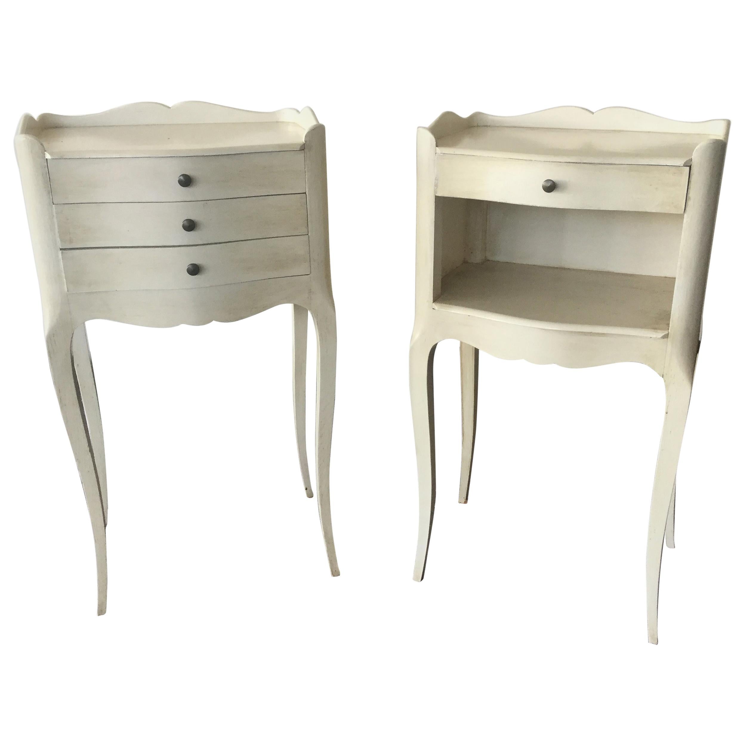 Pair of French Louis XV-Style Painted Side Tables