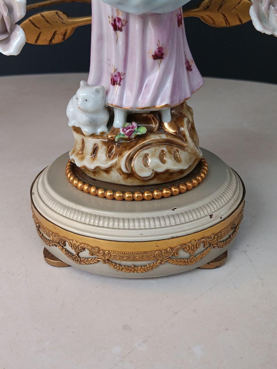 Pair of French Louis XV-Style Porcelain Provincial Figural Lamps For Sale 3