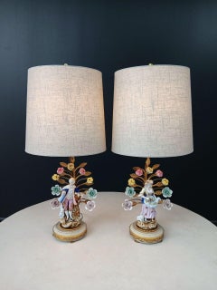 Pair of French Louis XV-Style Porcelain Provincial Figural Lamps