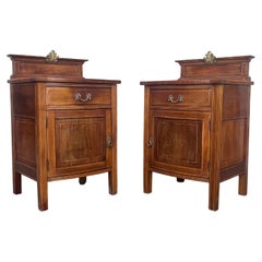 Antique Pair of French Louis XV Style Satinwood One Door Nightstand Bedside Cabinet
