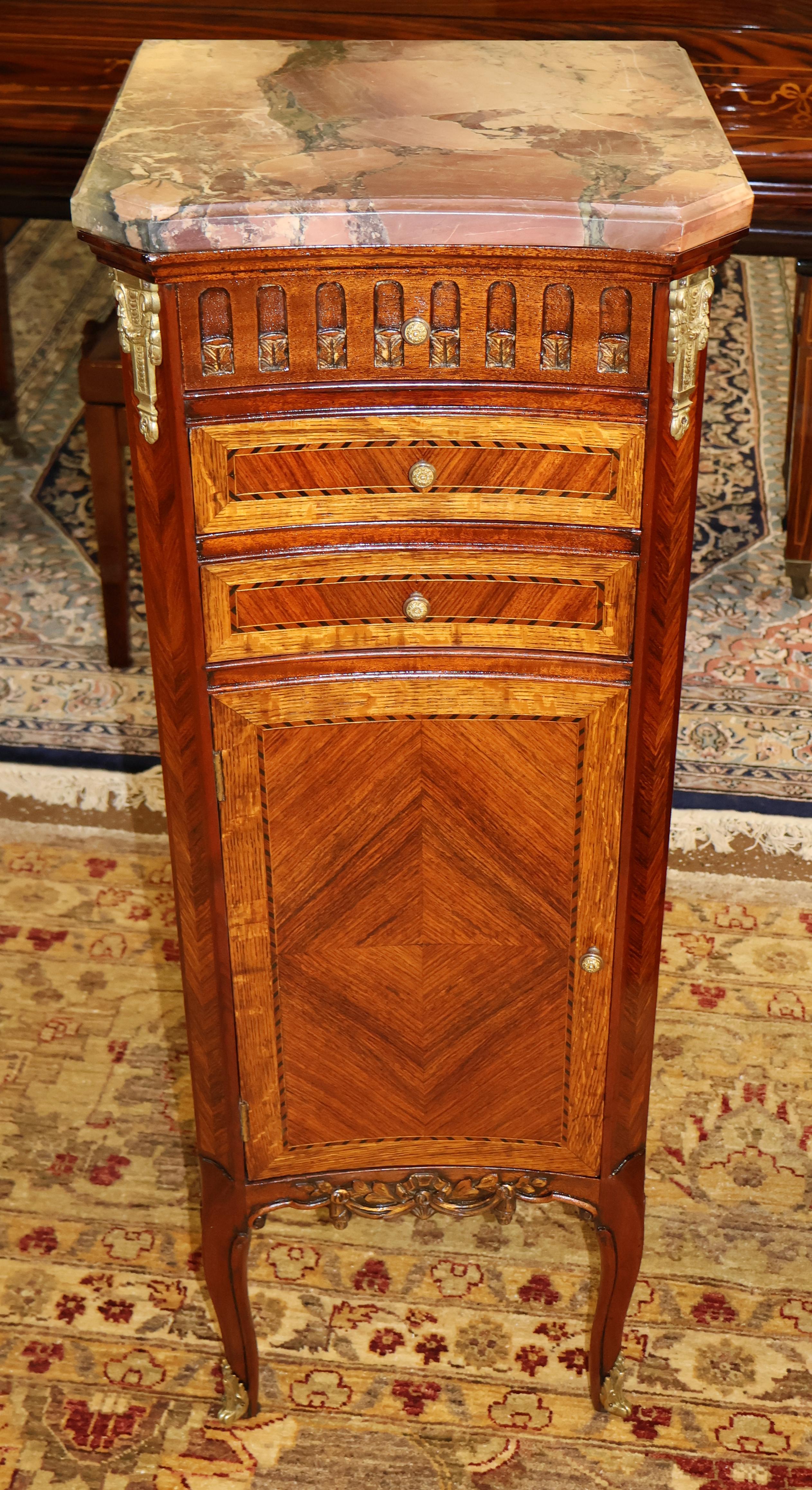 Kingwood Pair of French Louis XV Style Semainier Lingerie Chest Tall Night Stands For Sale