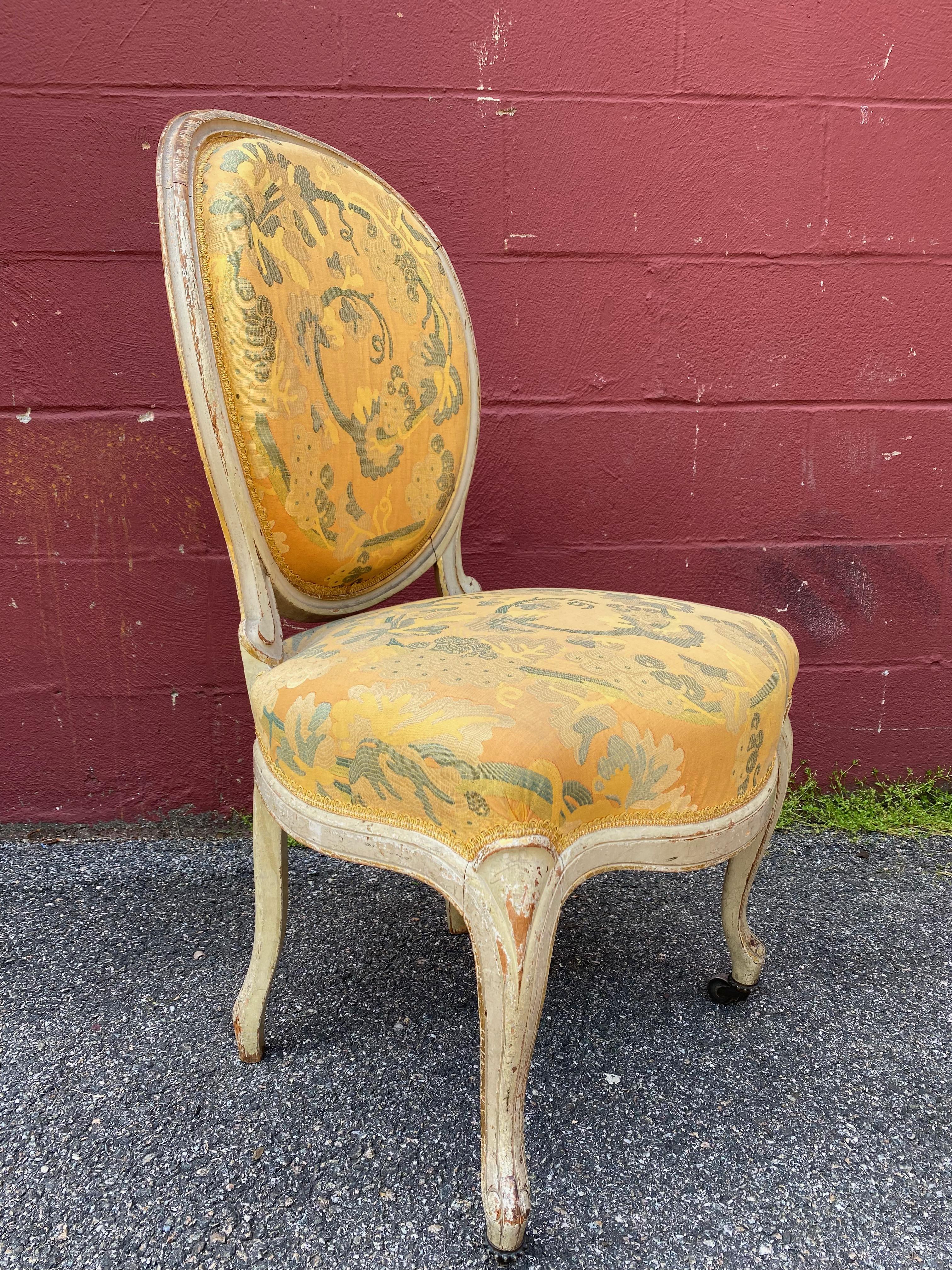 Beech Pair of French Louis XV Style Side Chairs