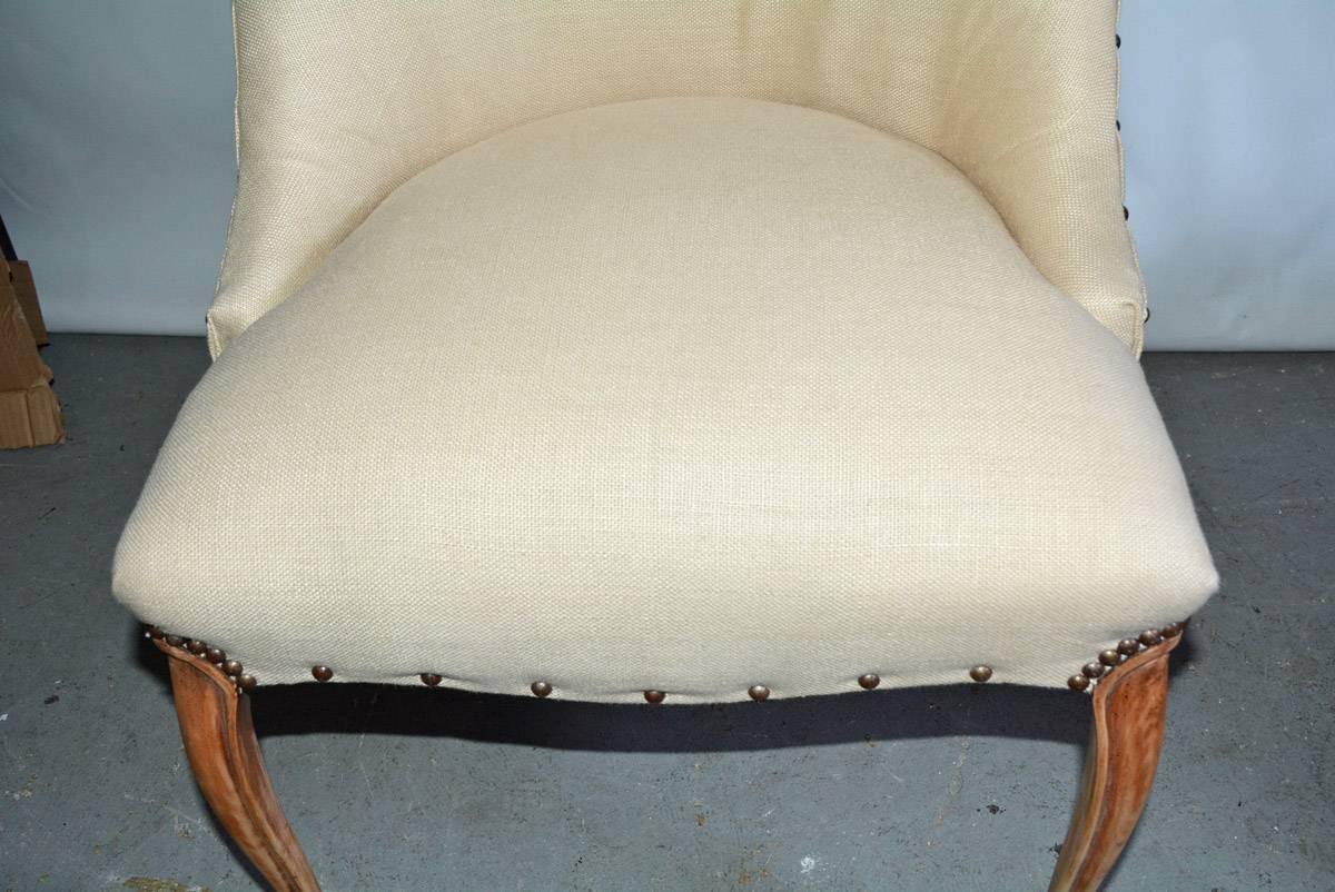 Upholstery Pair of French Louis XV Style Slipper Chairs